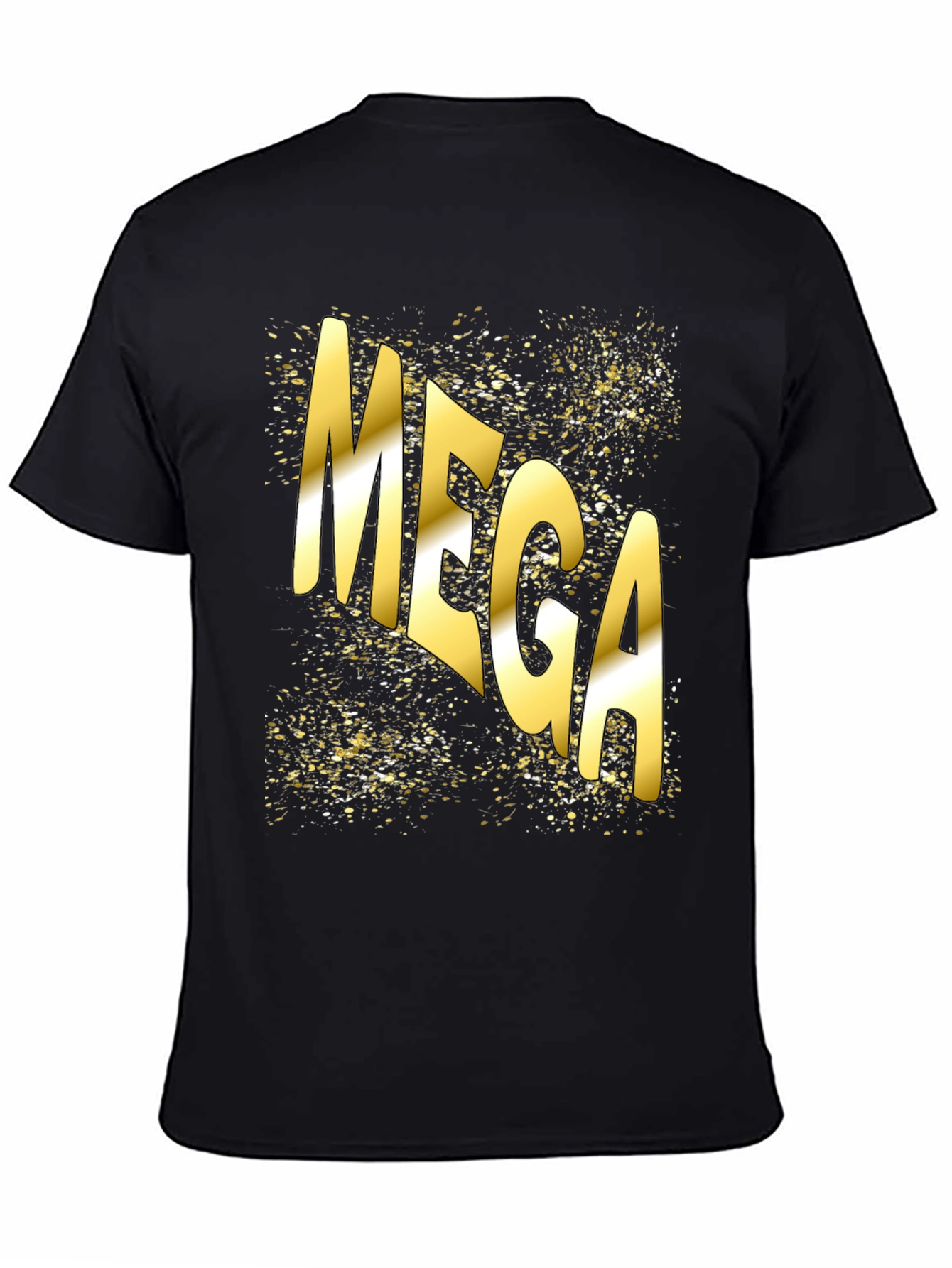 Mega Gold Print Black T-Shirt