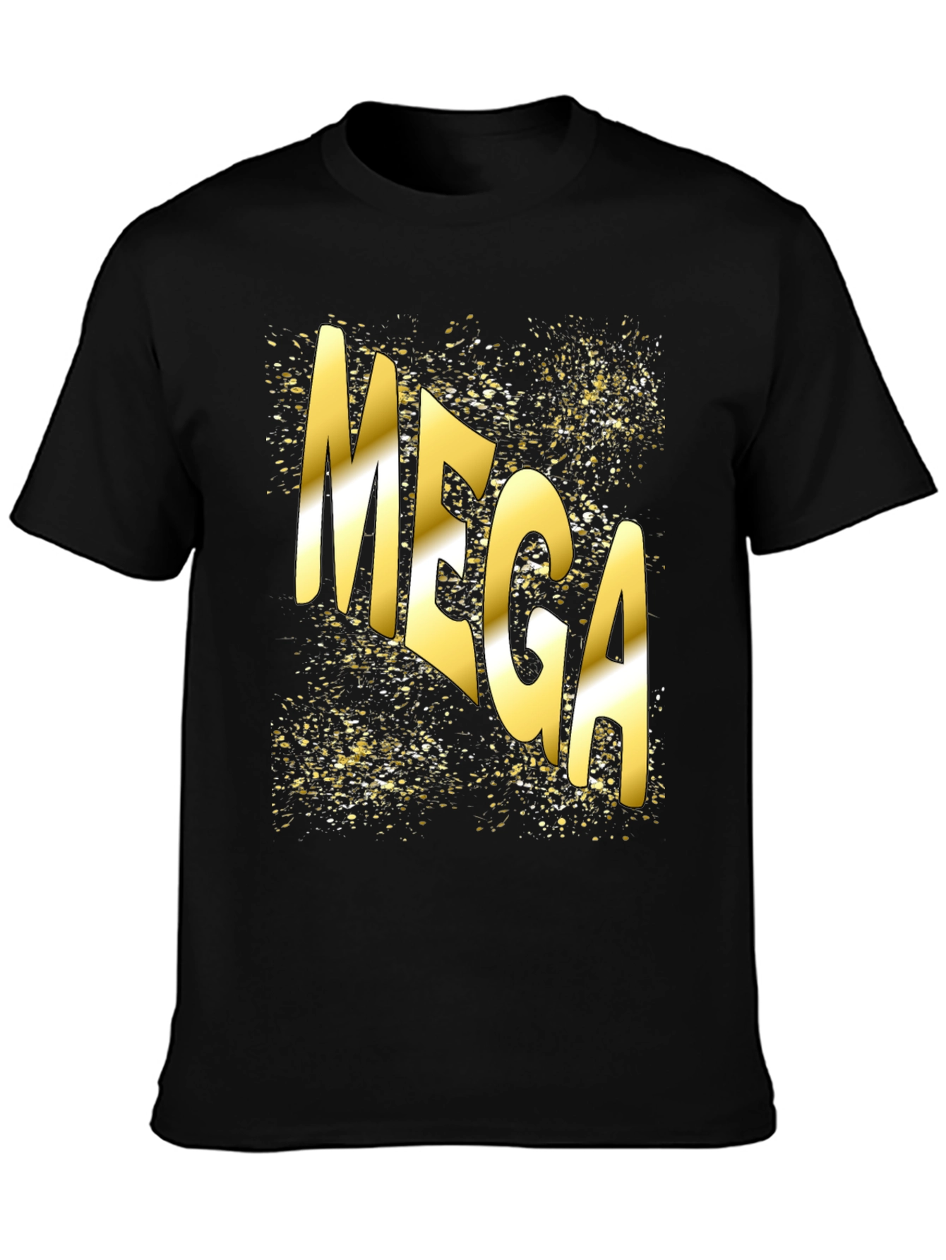 Mega Gold Print Black T-Shirt