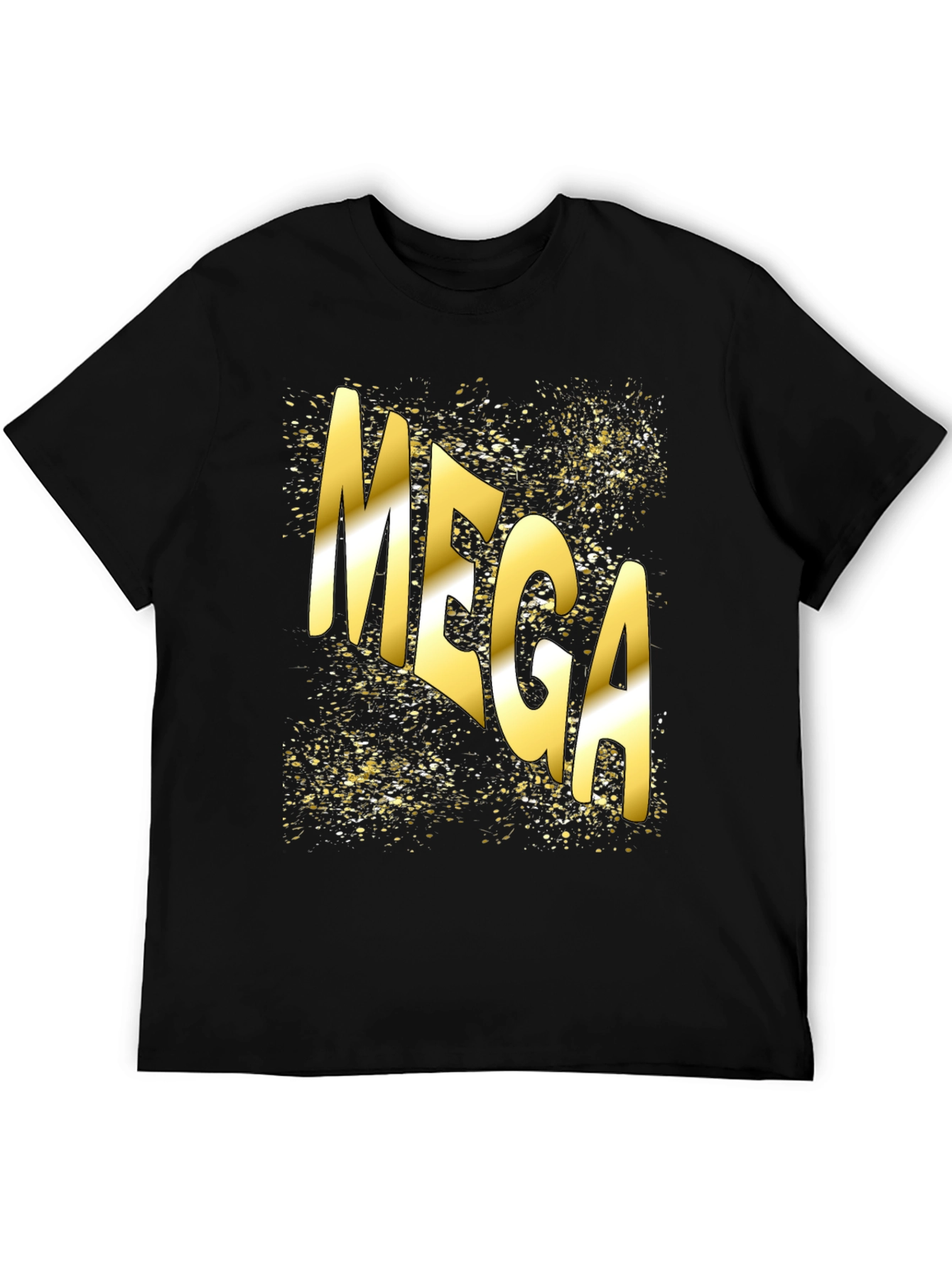 Mega Gold Print Black T-Shirt
