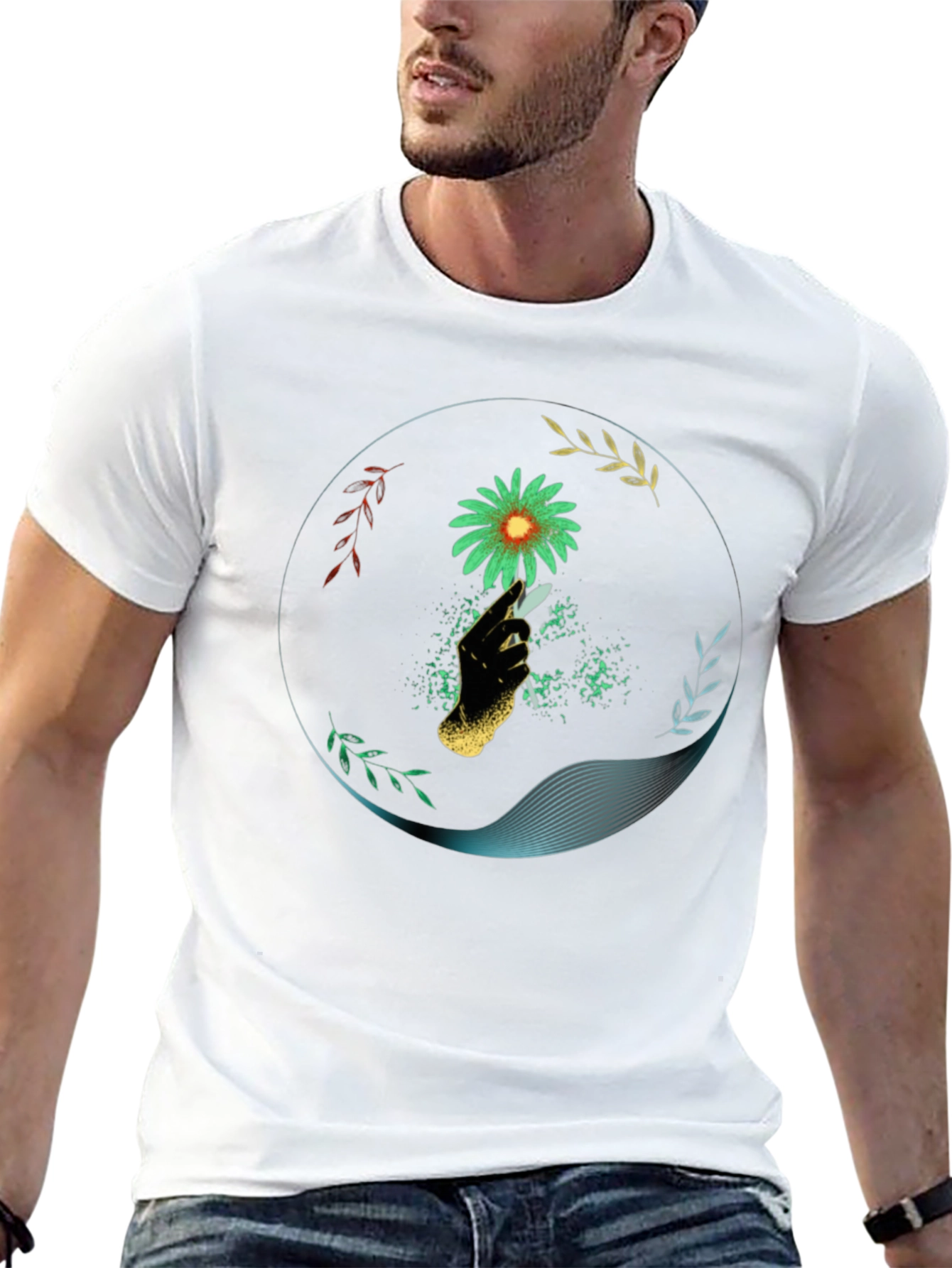 Floral Hand Graphic T-Shirt - Modern Design