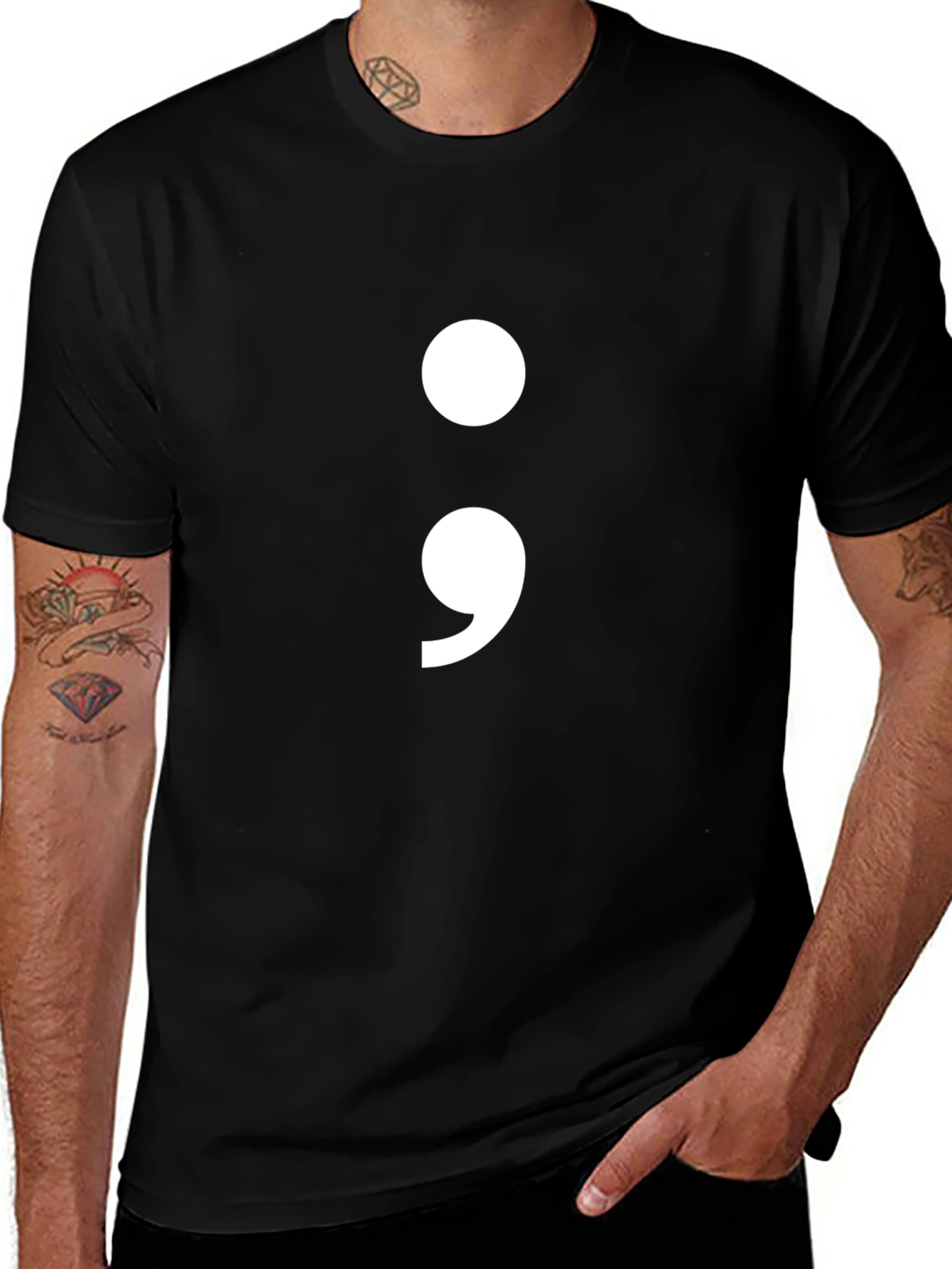 Semicolon Graphic T-Shirt - Black