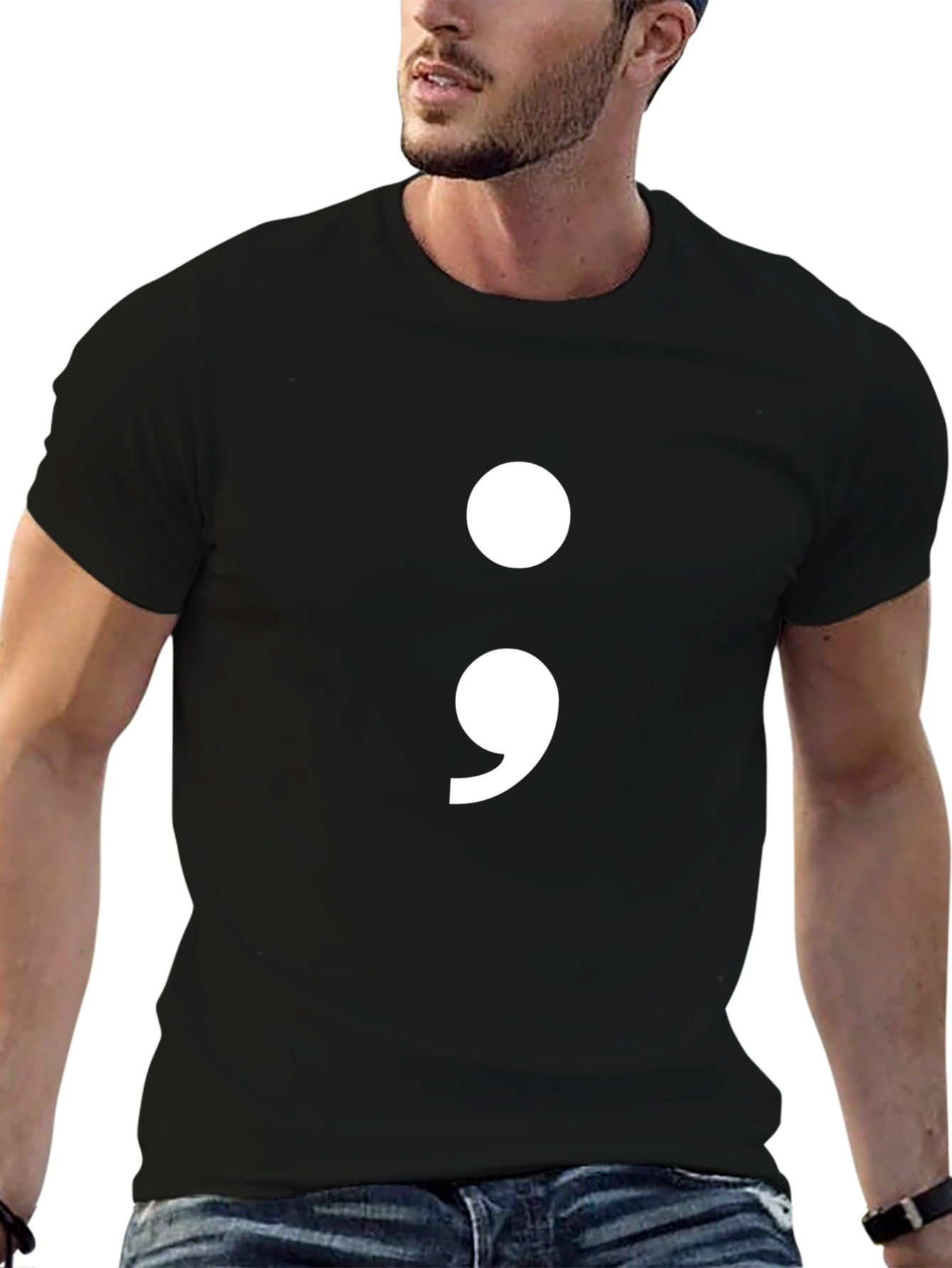 Semicolon Graphic T-Shirt - Black