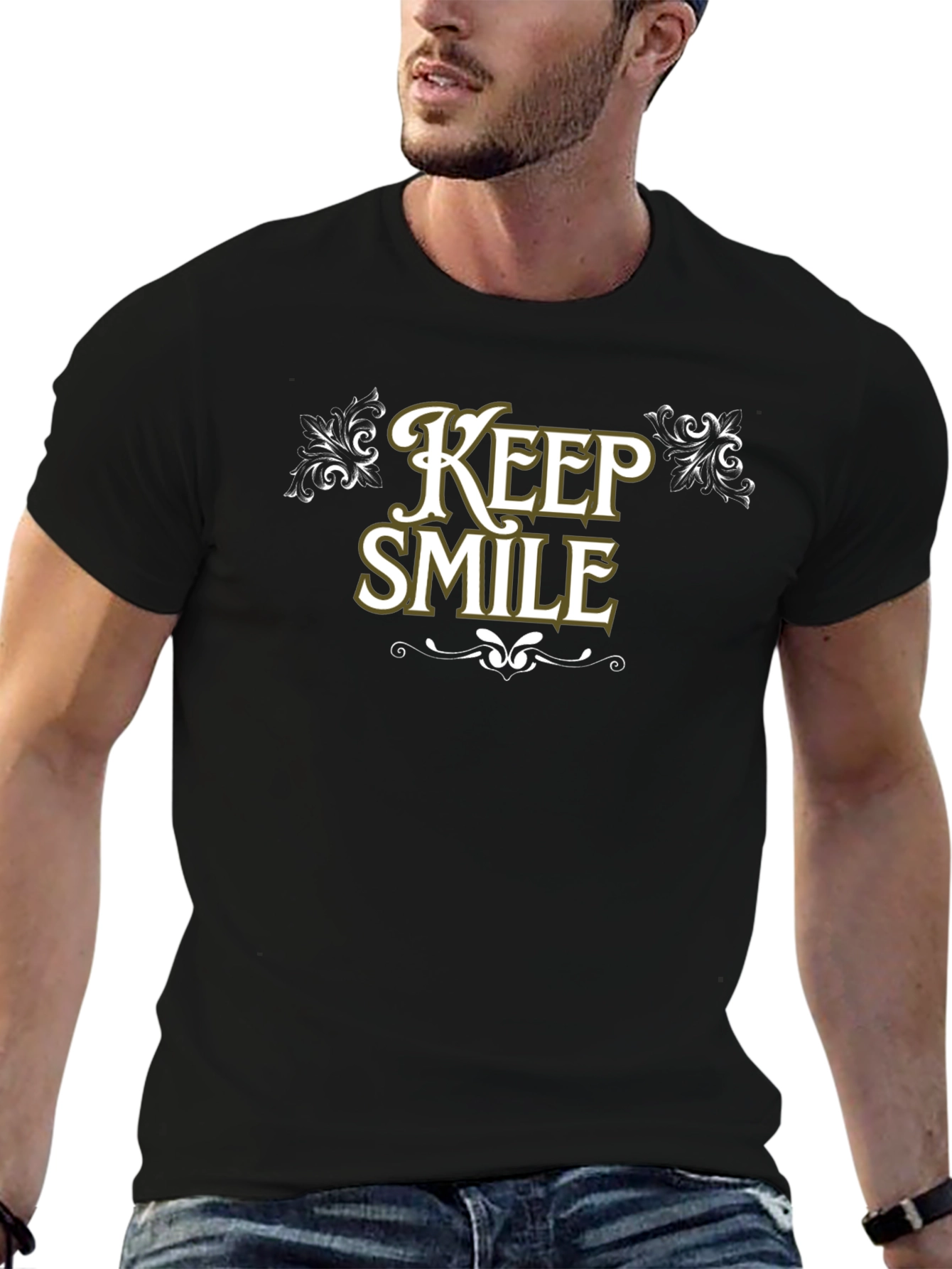 Keep Smile Black Graphic Tee Shirt