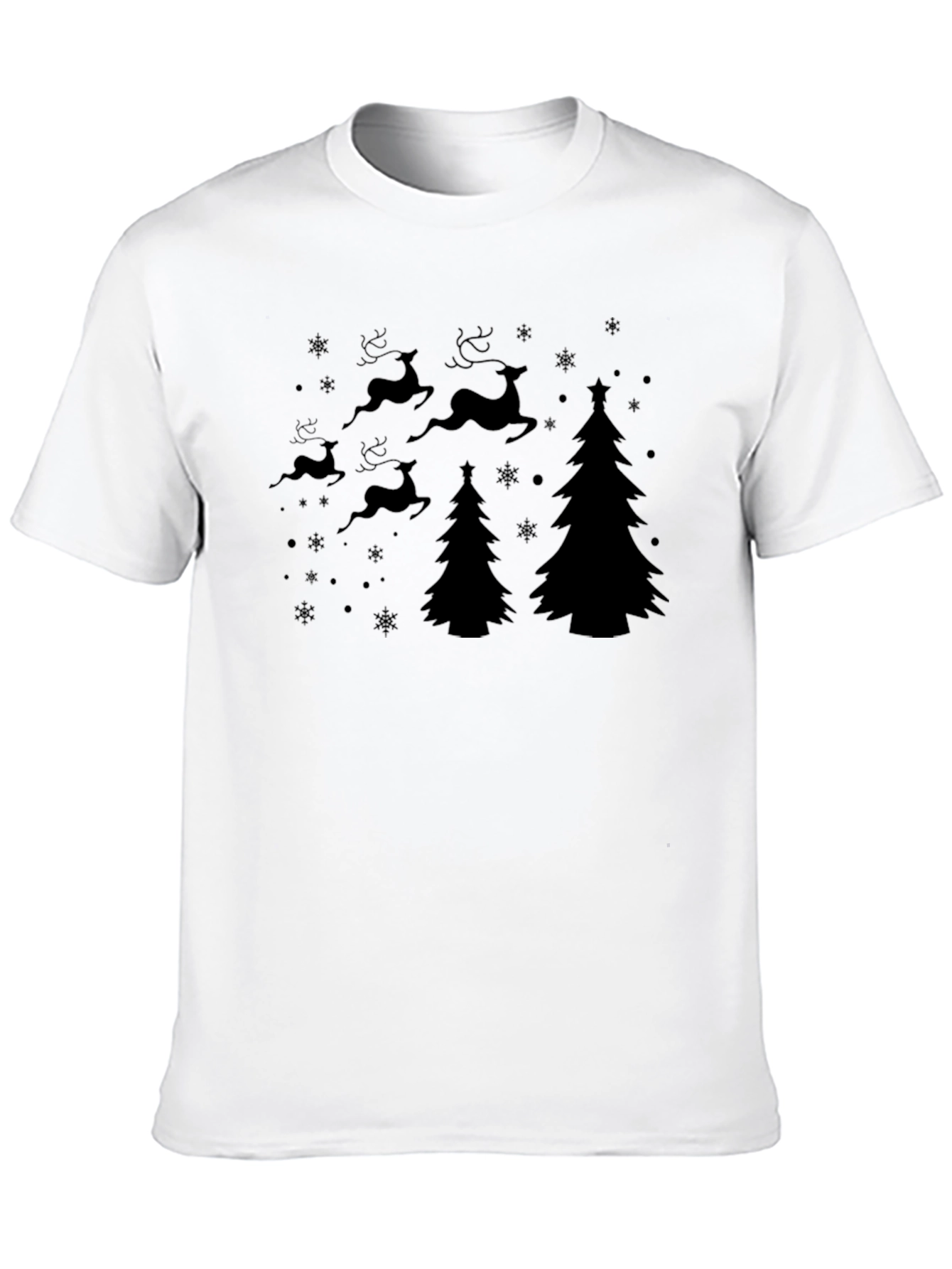 Christmas Reindeer & Tree Graphic T-Shirt