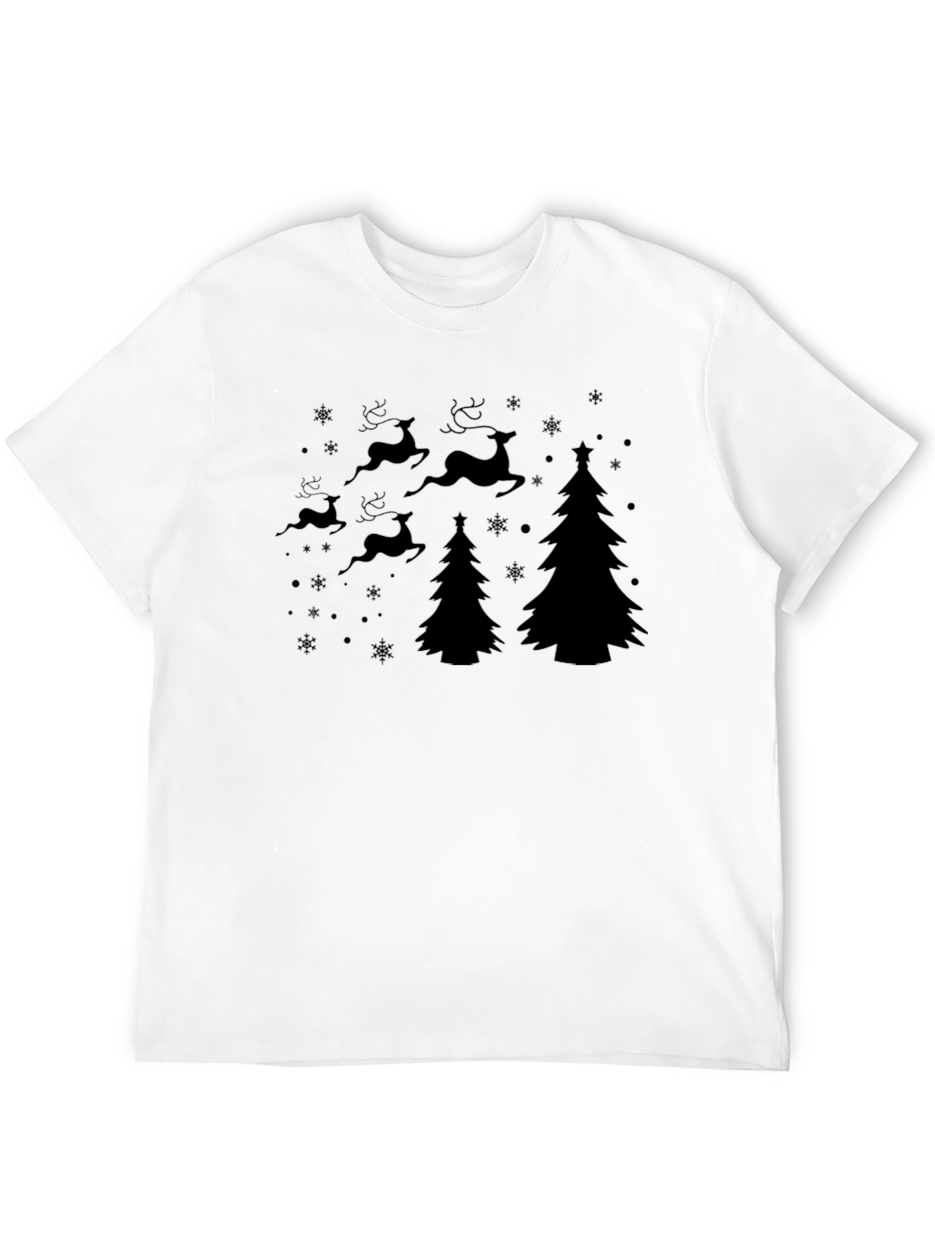 Christmas Reindeer & Tree Graphic T-Shirt