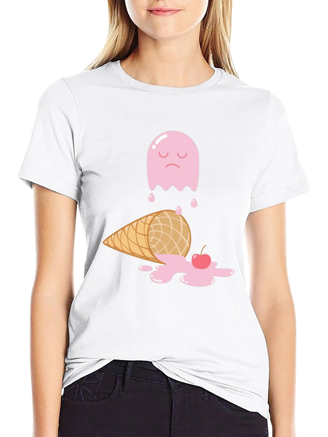 Sad Ice Cream Ghost Graphic T-Shirt