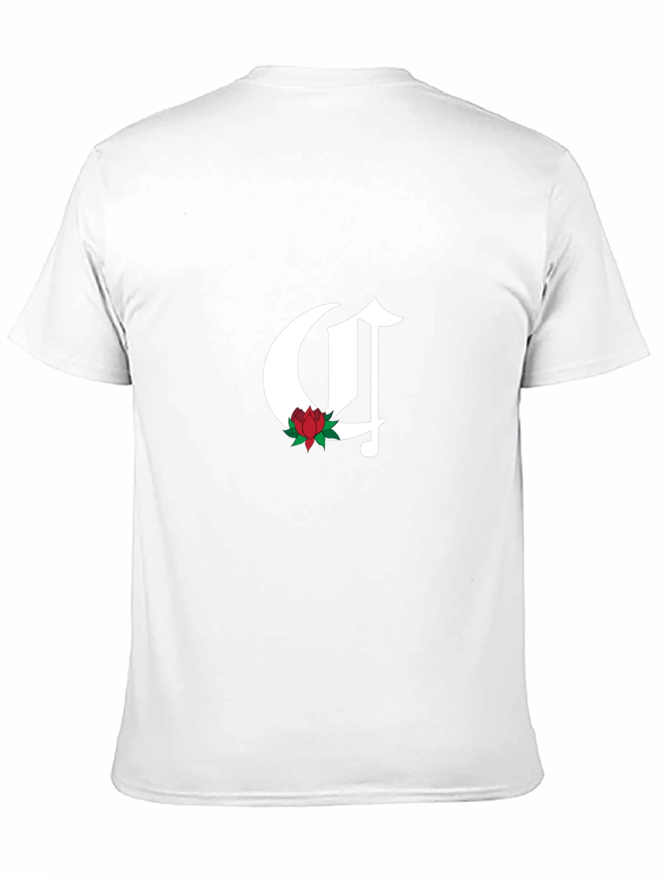 Gothic Initial C Rose T-Shirt - Casual Black Tee