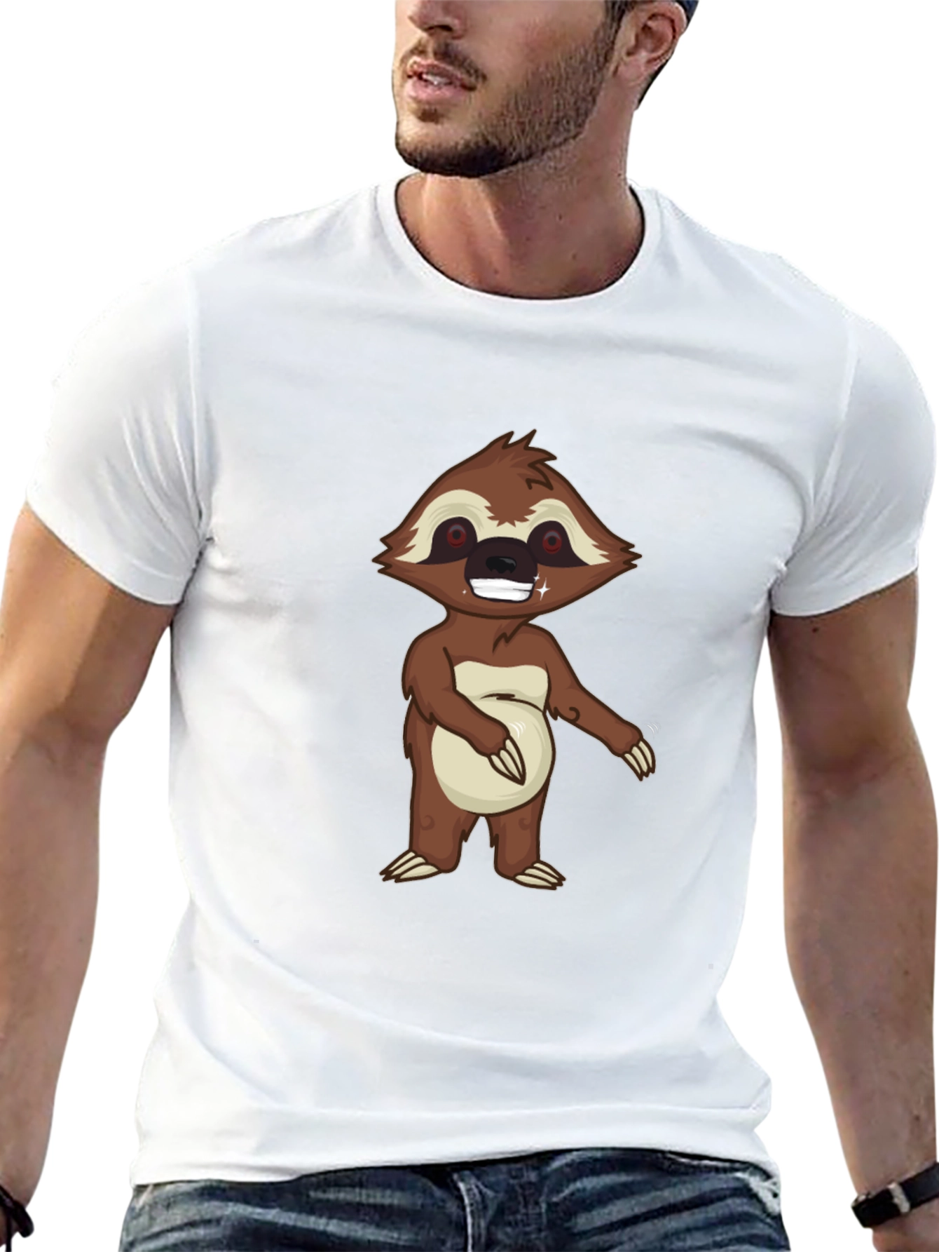 Mens Black Sloth Graphic Tee