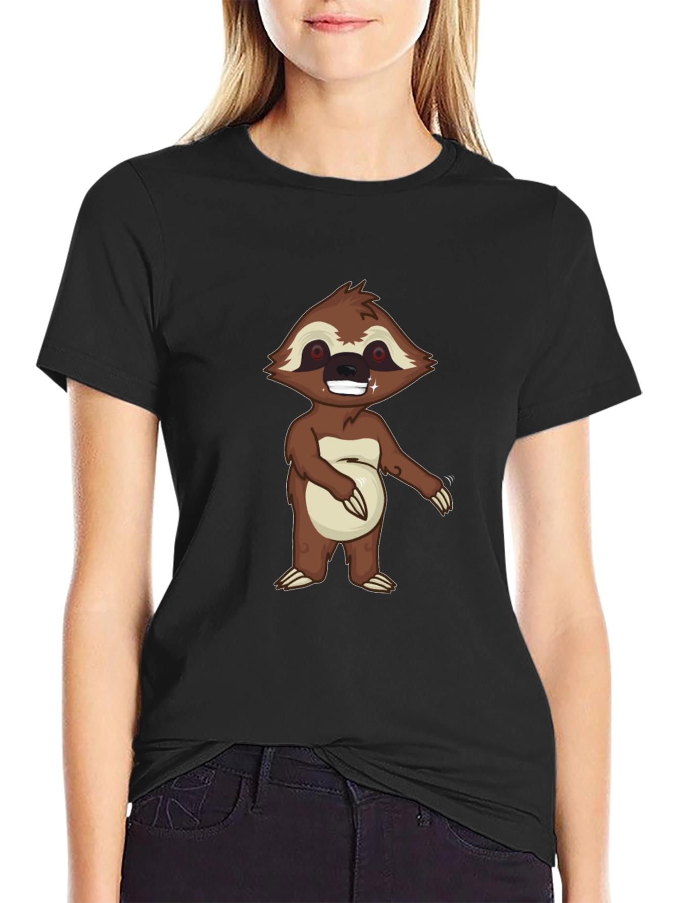 Mens Black Sloth Graphic Tee
