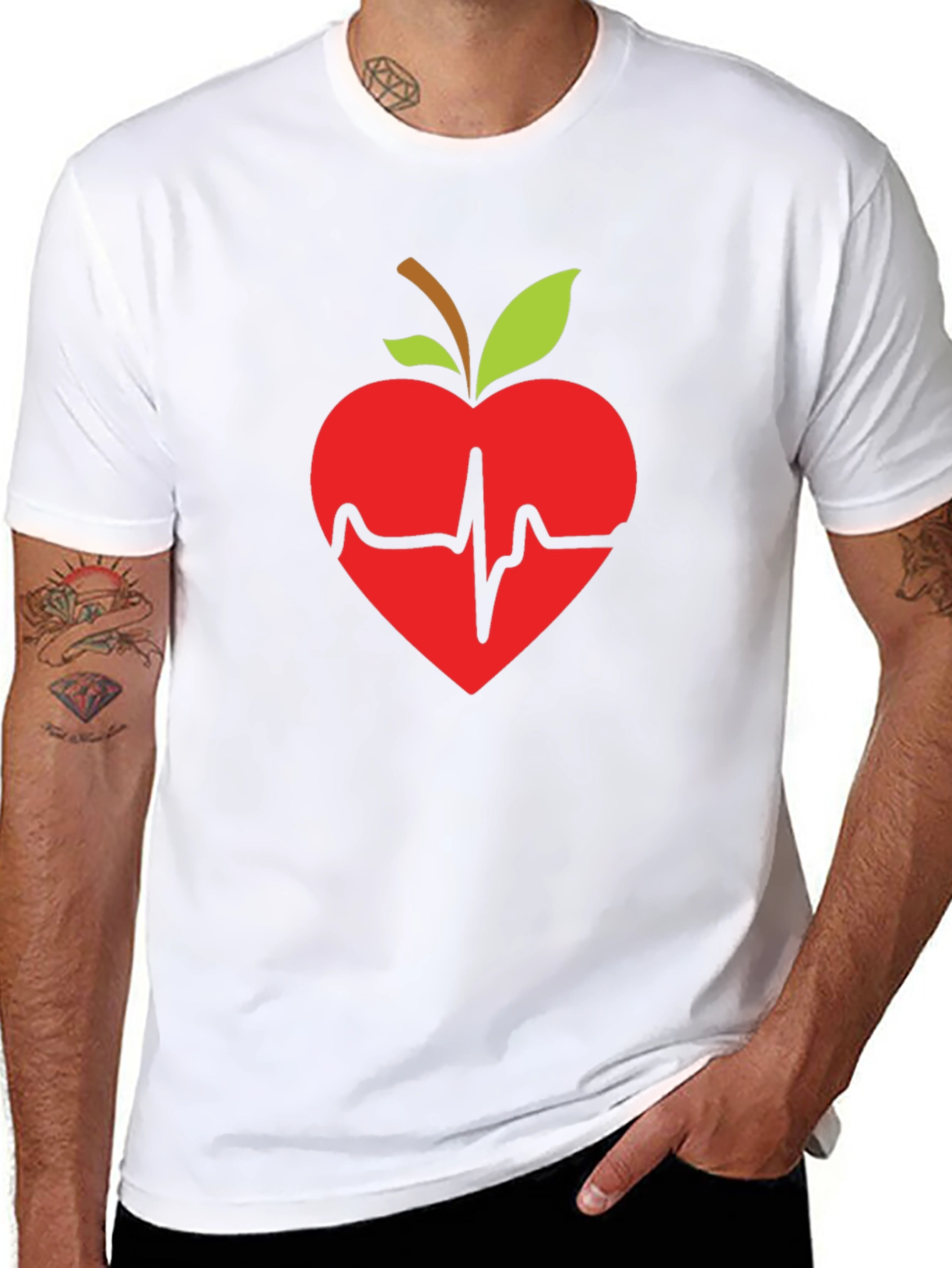 Apple Heartbeat Graphic Tee - Black T-Shirt