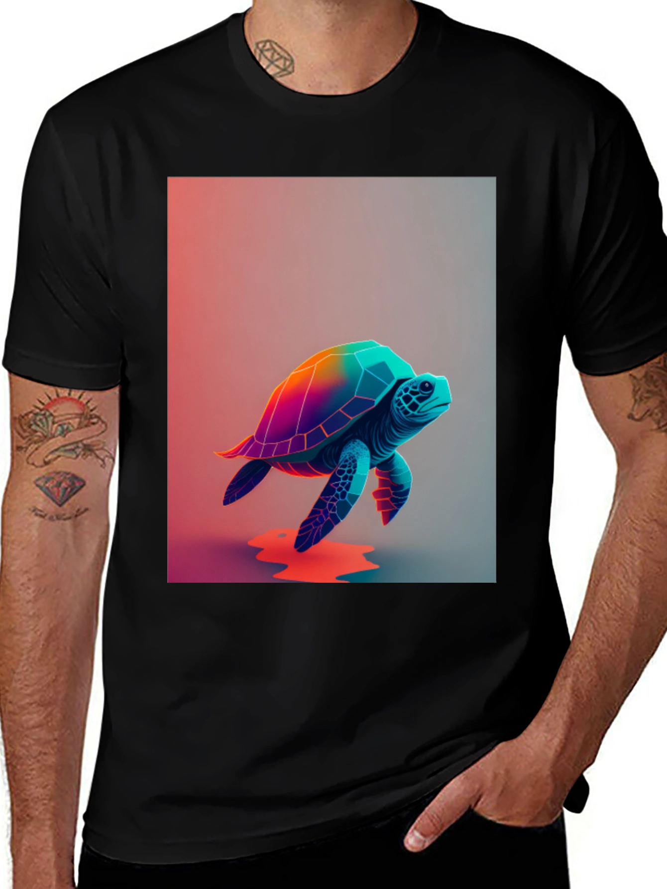 Rainbow Turtle Graphic Tee - Unique Design