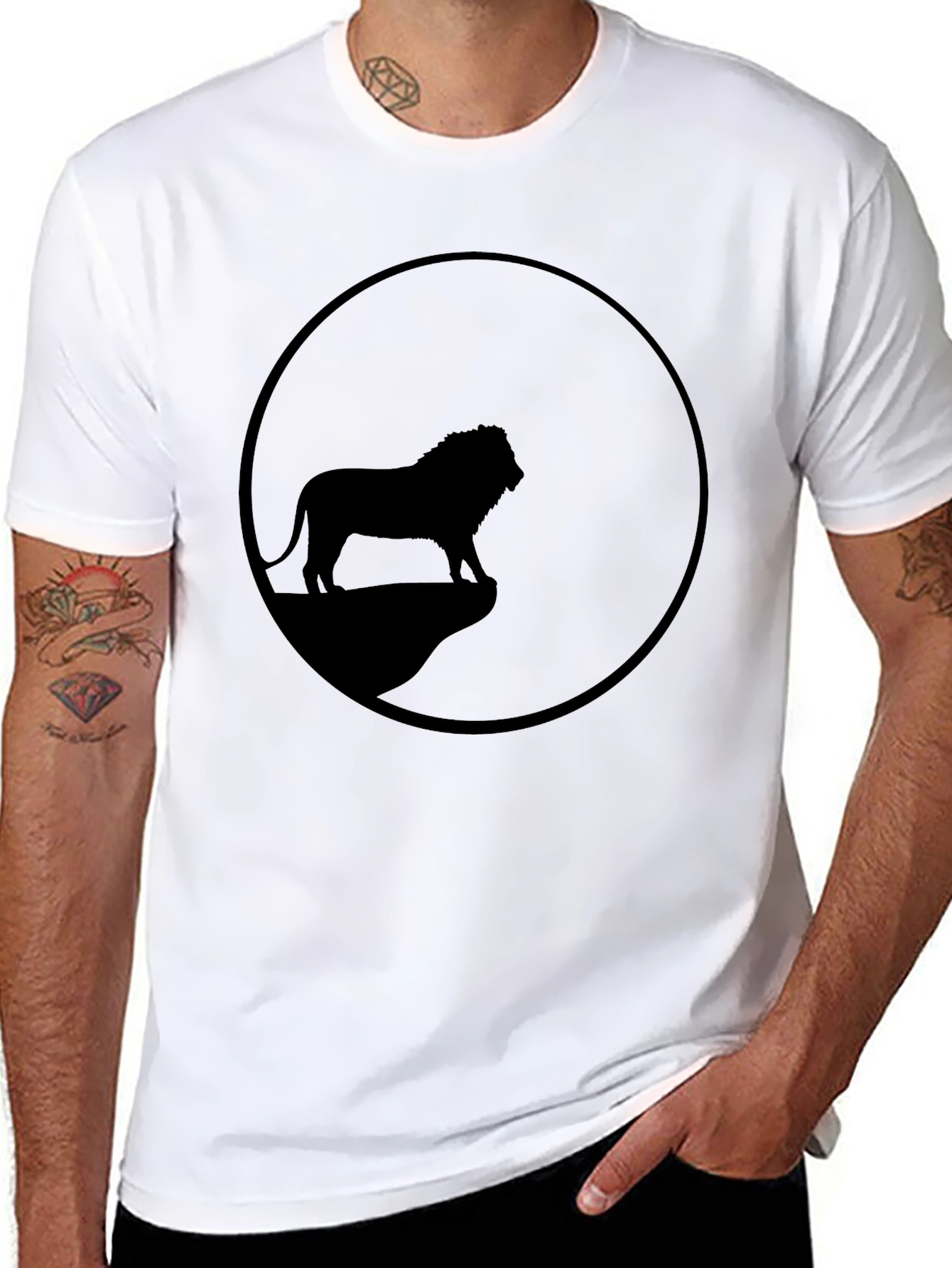 Lion Silhouette Graphic Tee - Classic Black