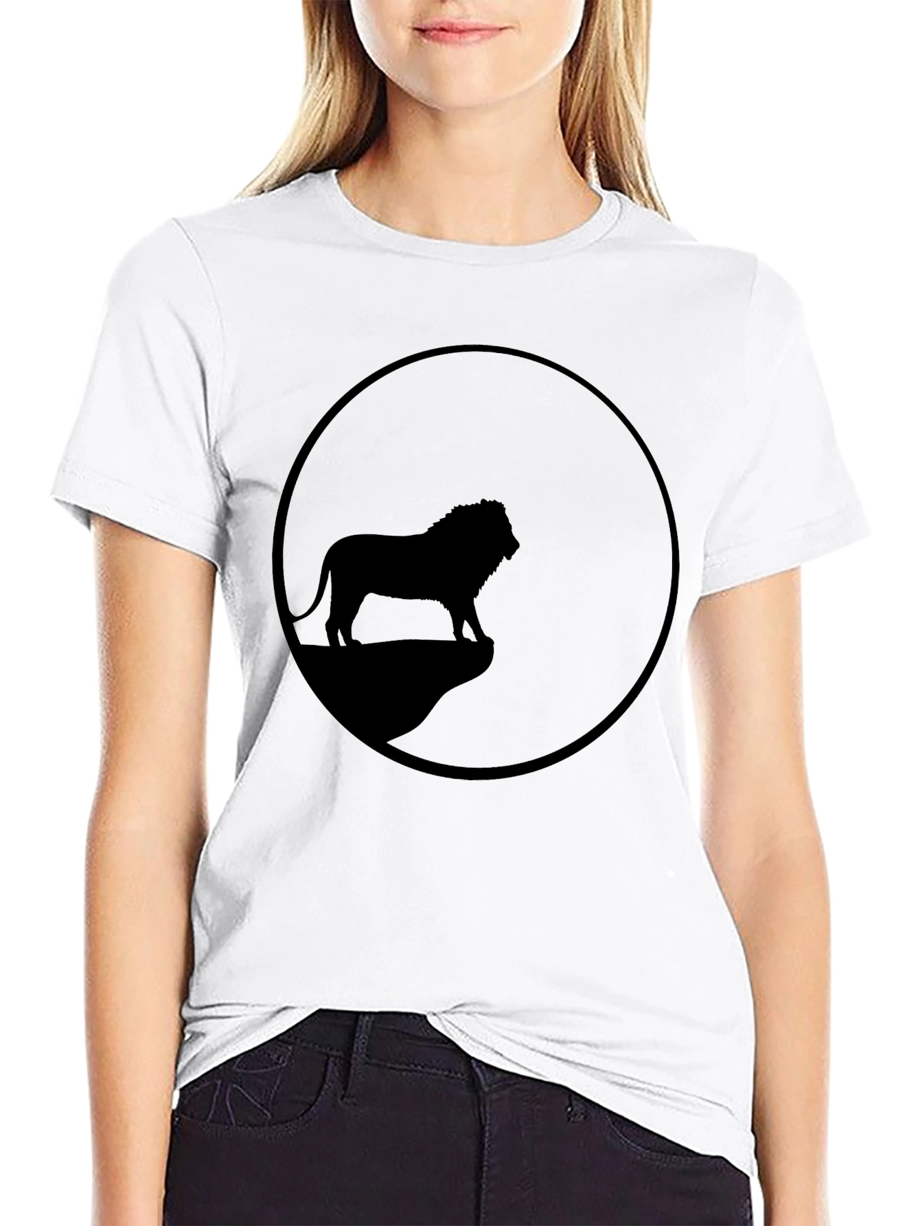Lion Silhouette Graphic Tee - Classic Black