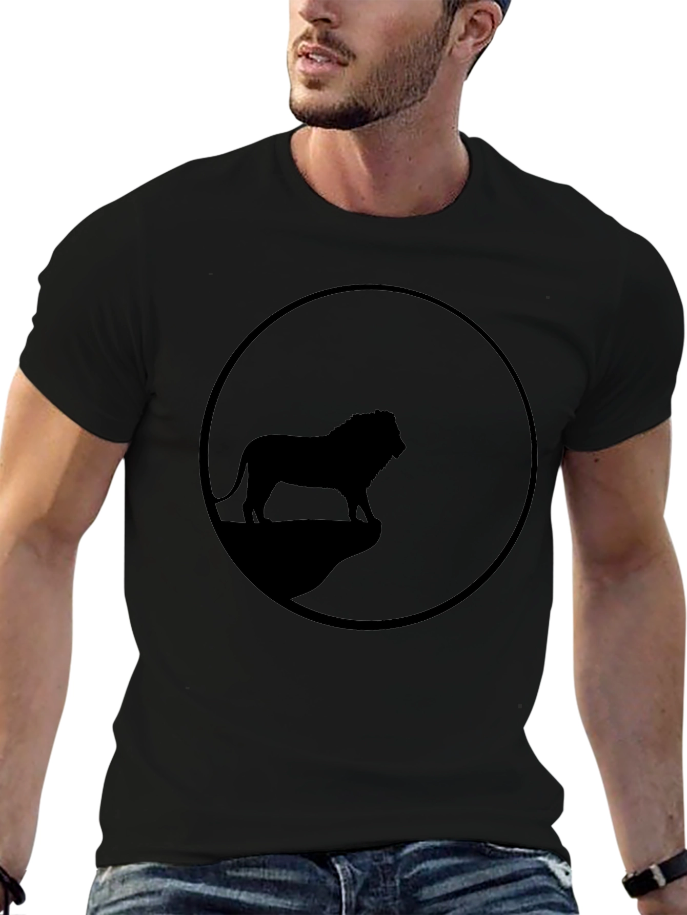 Lion Silhouette Graphic Tee - Classic Black