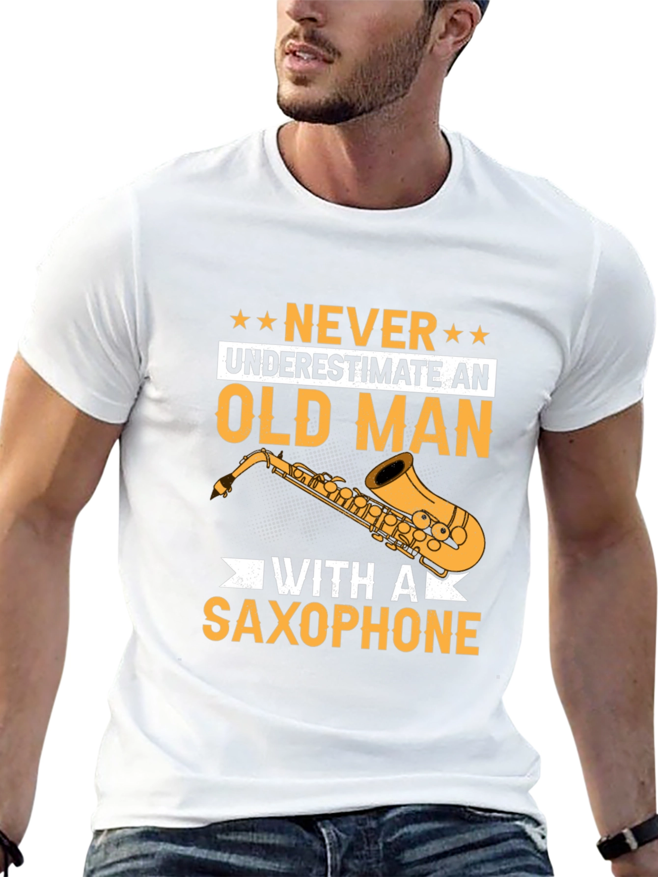 Never Underestimate an Old Man with a Saxophone T-Shirt