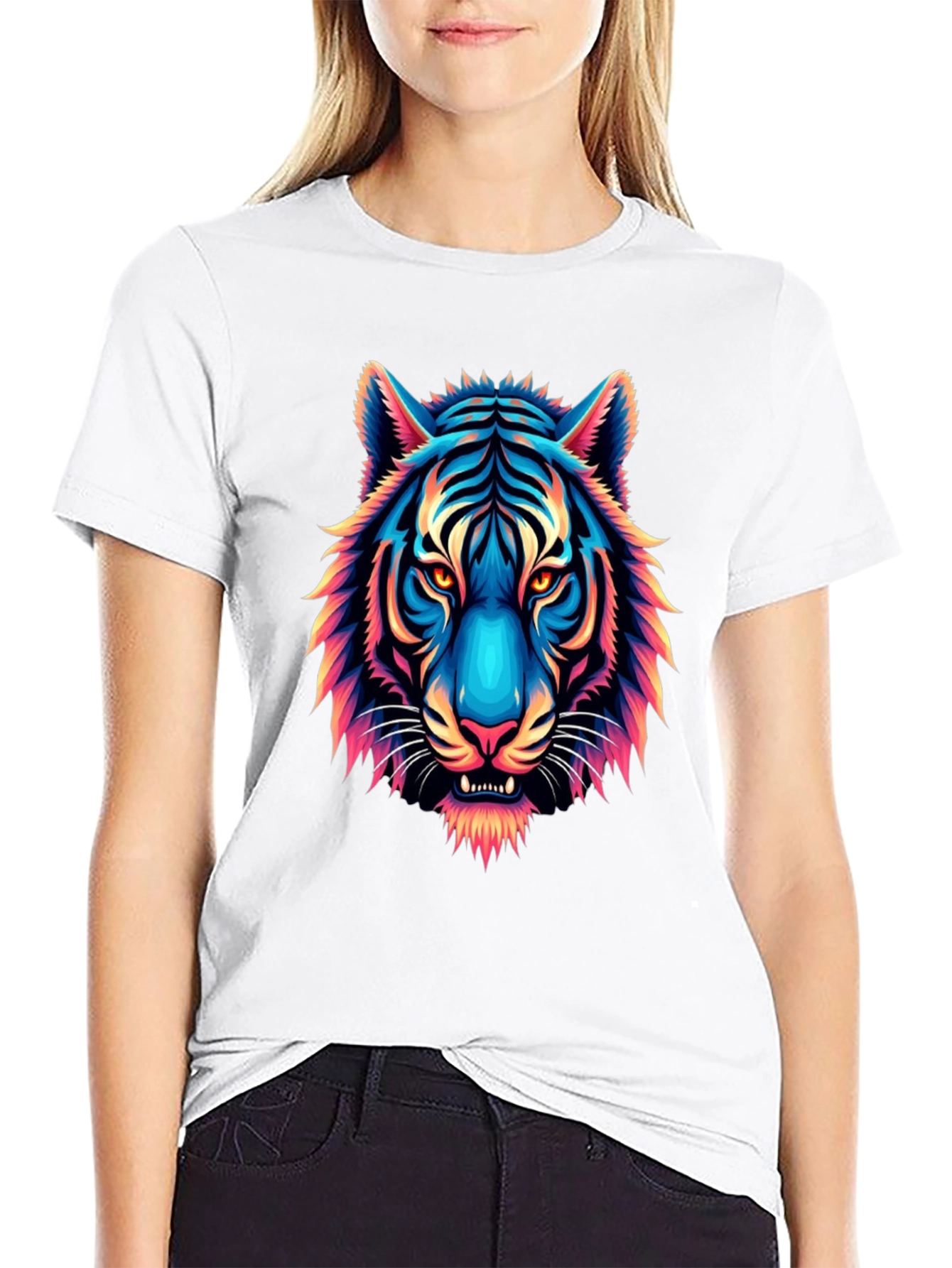 Vibrant Tiger Graphic Tee - Mens Black T-Shirt