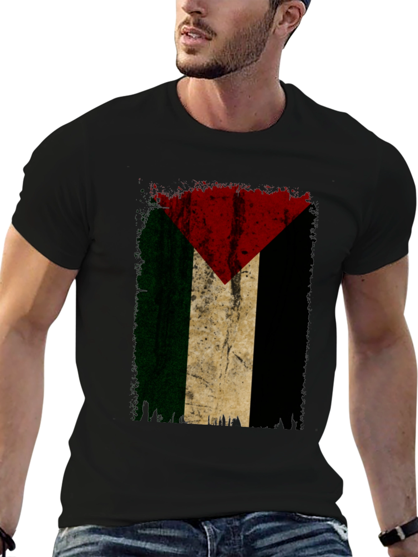 Palestine Flag Graphic Tee - Black