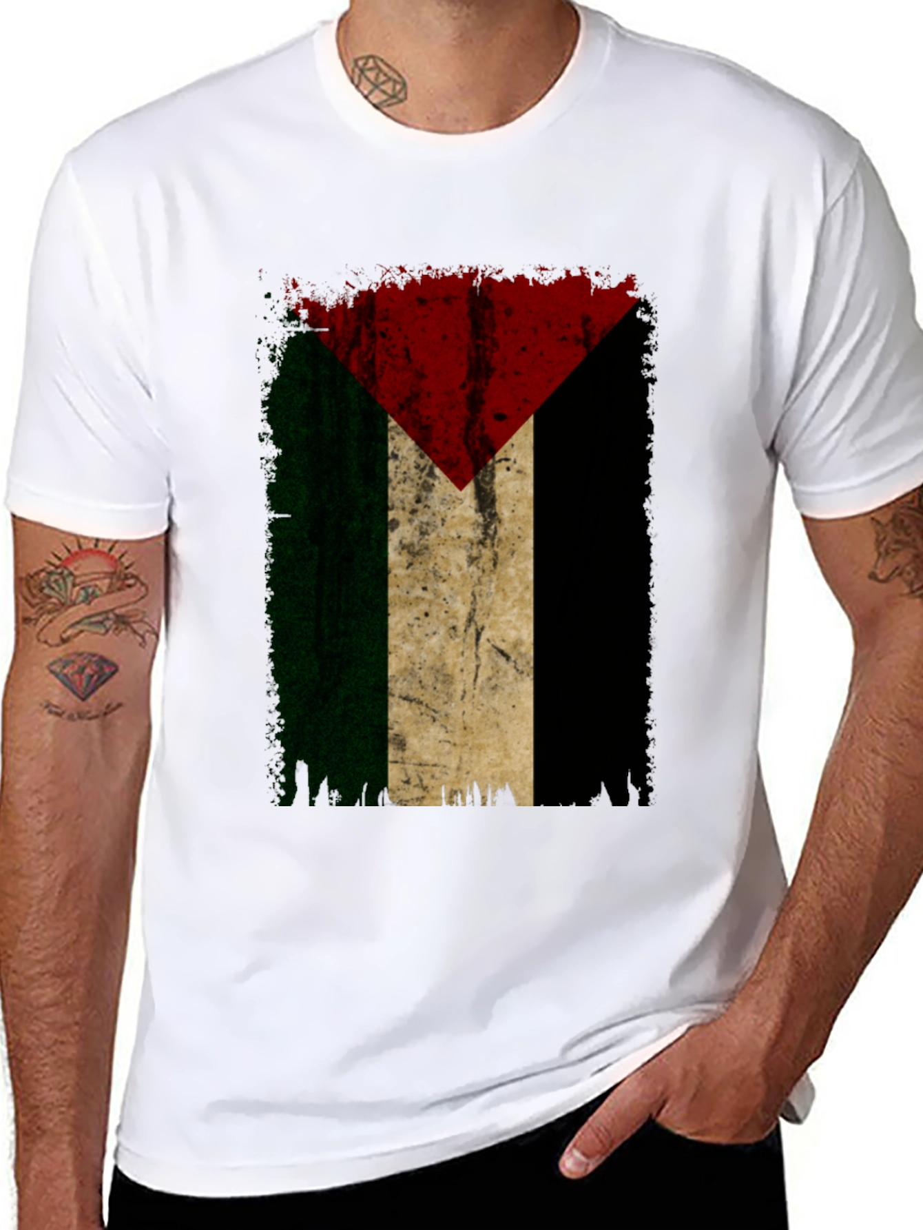 Palestine Flag Graphic Tee - Black
