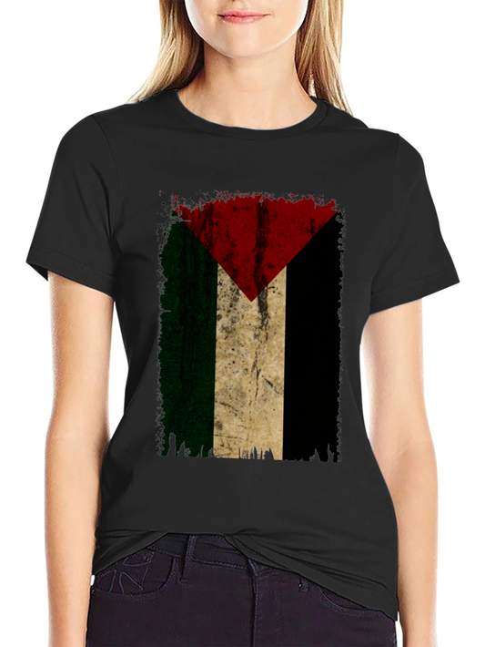 Palestine Flag Graphic Tee - Black