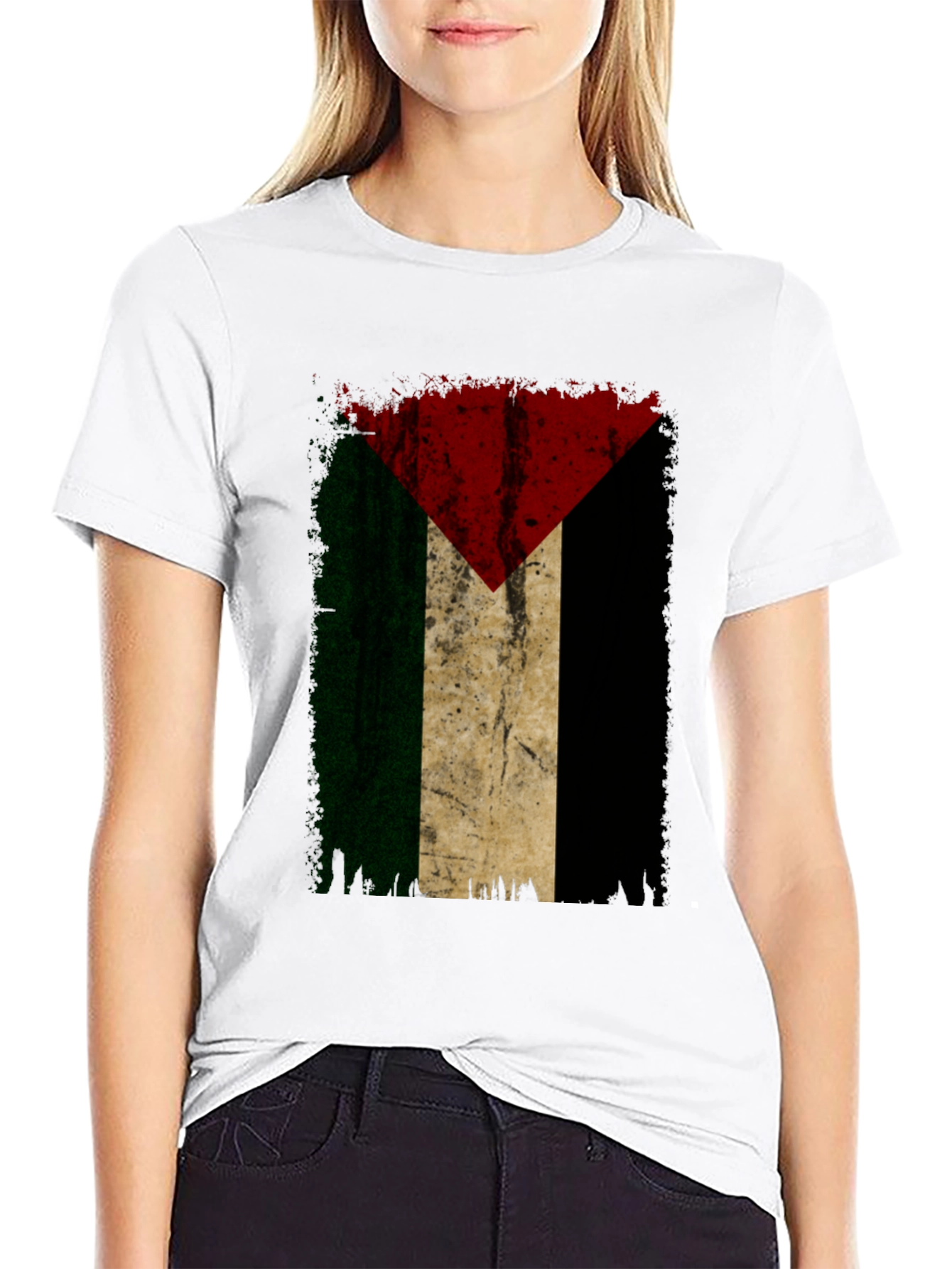 Palestine Flag Graphic Tee - Black
