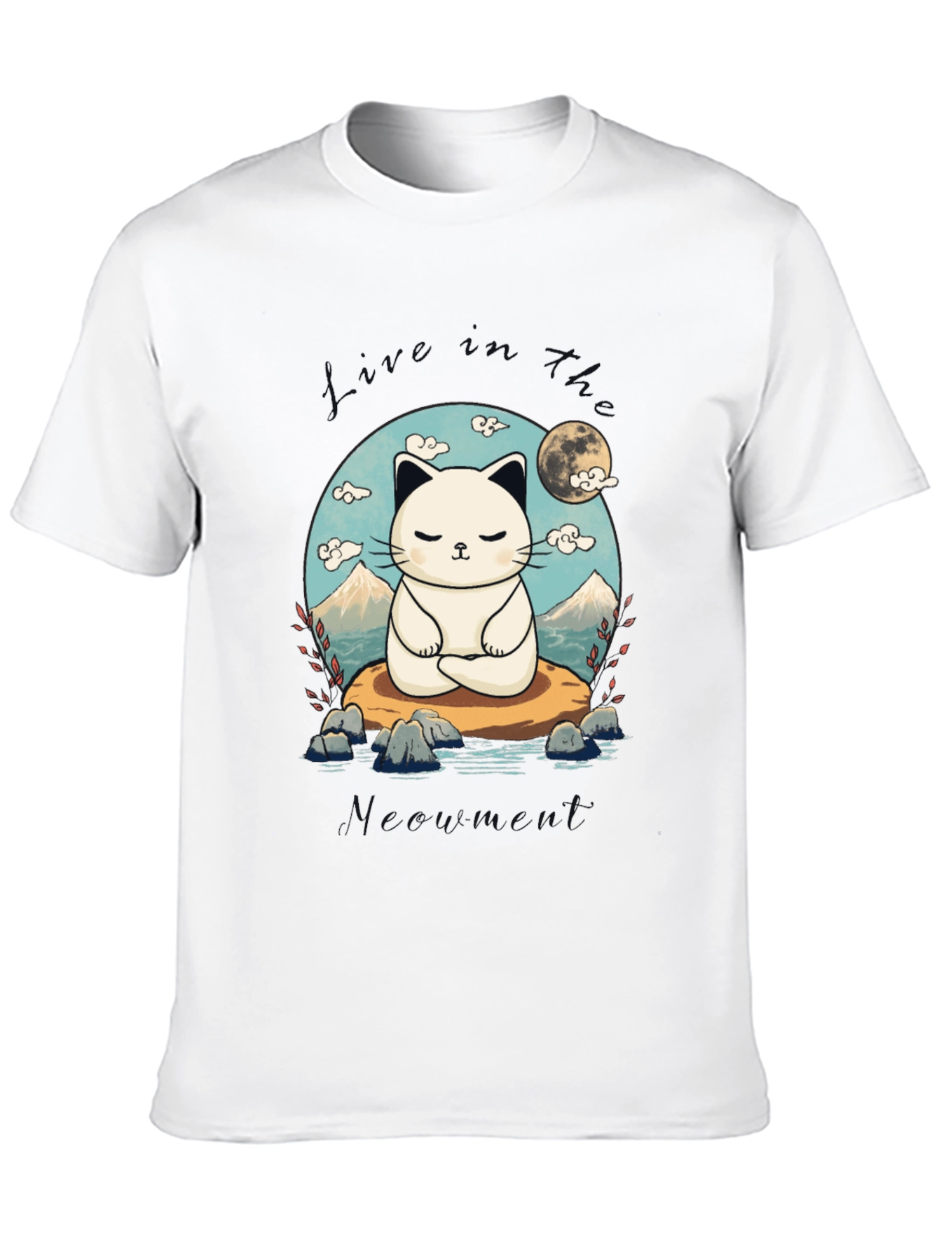 Zen Cat T-Shirt - Meditating Feline Design