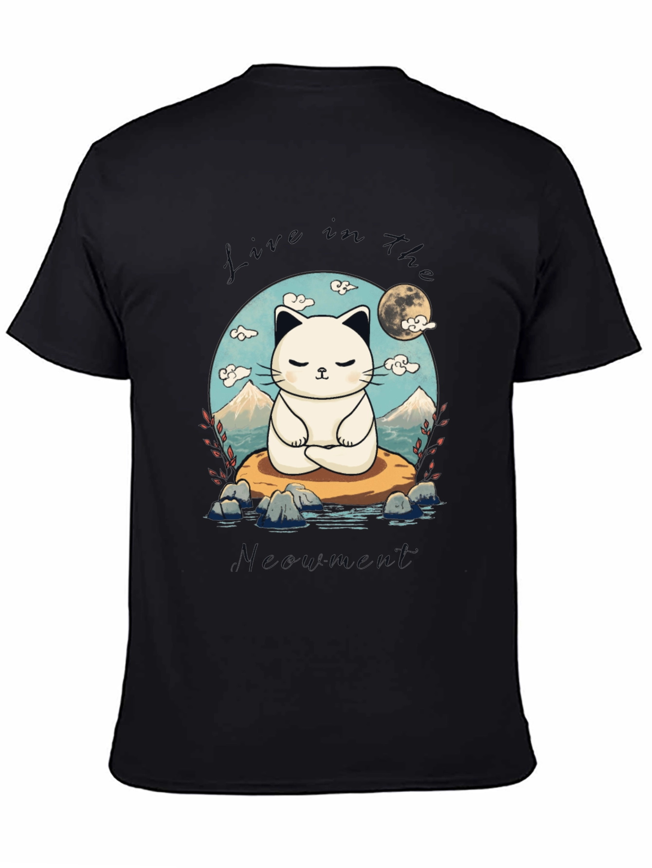 Zen Cat T-Shirt - Meditating Feline Design