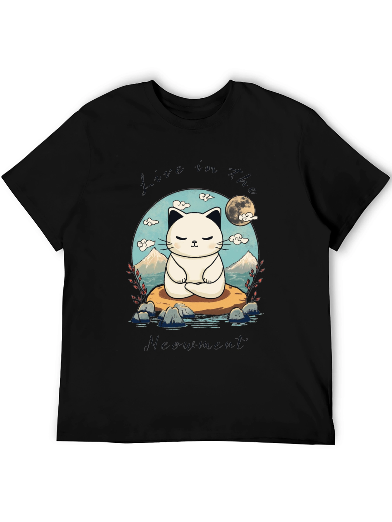 Zen Cat T-Shirt - Meditating Feline Design