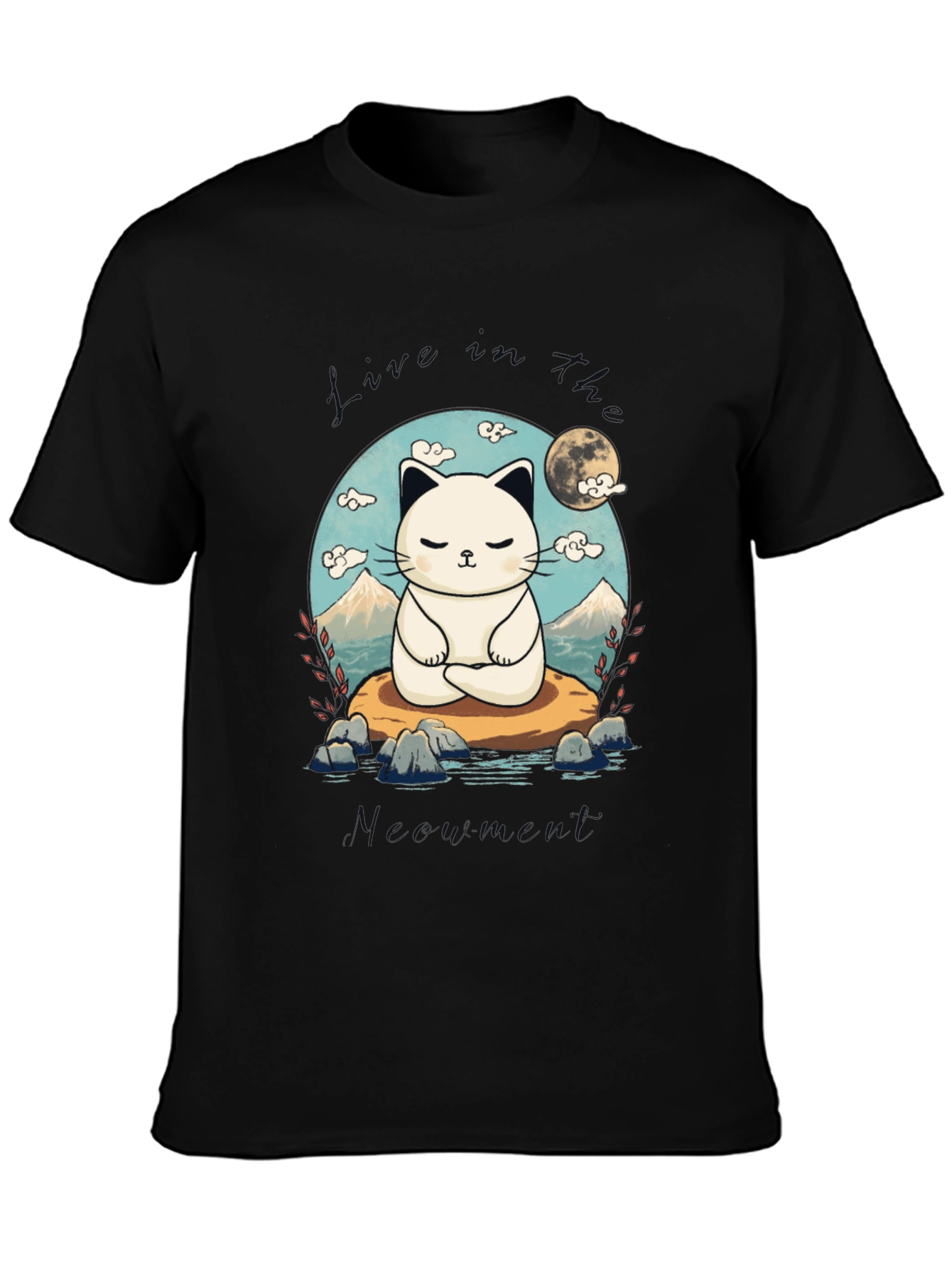 Zen Cat T-Shirt - Meditating Feline Design