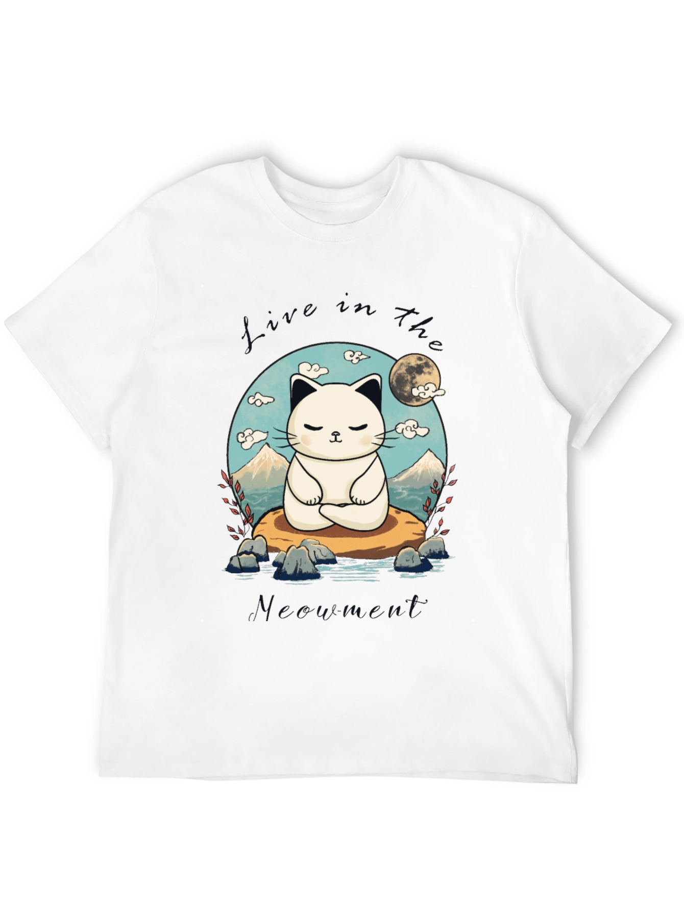 Zen Cat T-Shirt - Meditating Feline Design