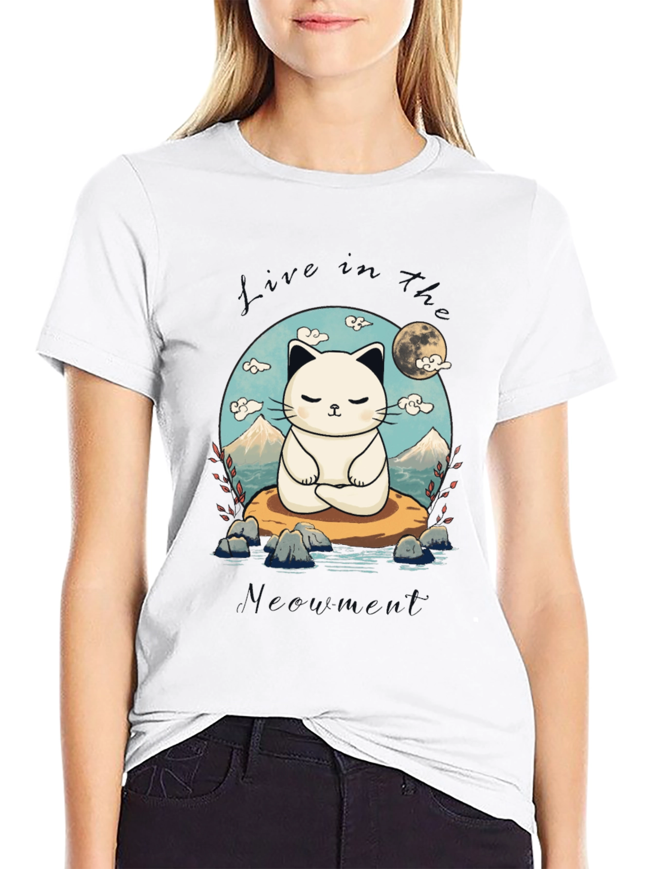 Zen Cat T-Shirt - Meditating Feline Design