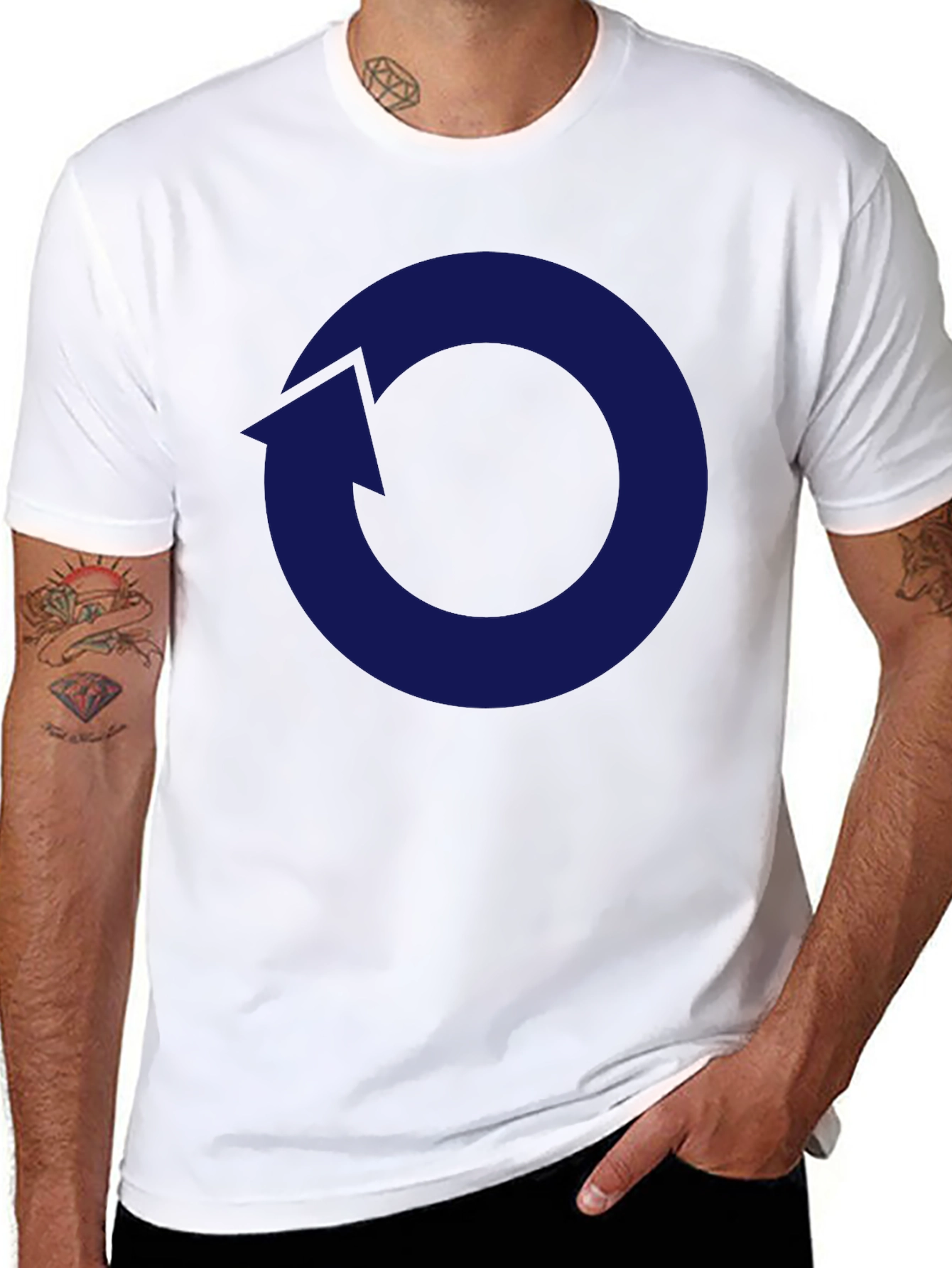 Arrow Circle Graphic Tee - Casual Black T-Shirt
