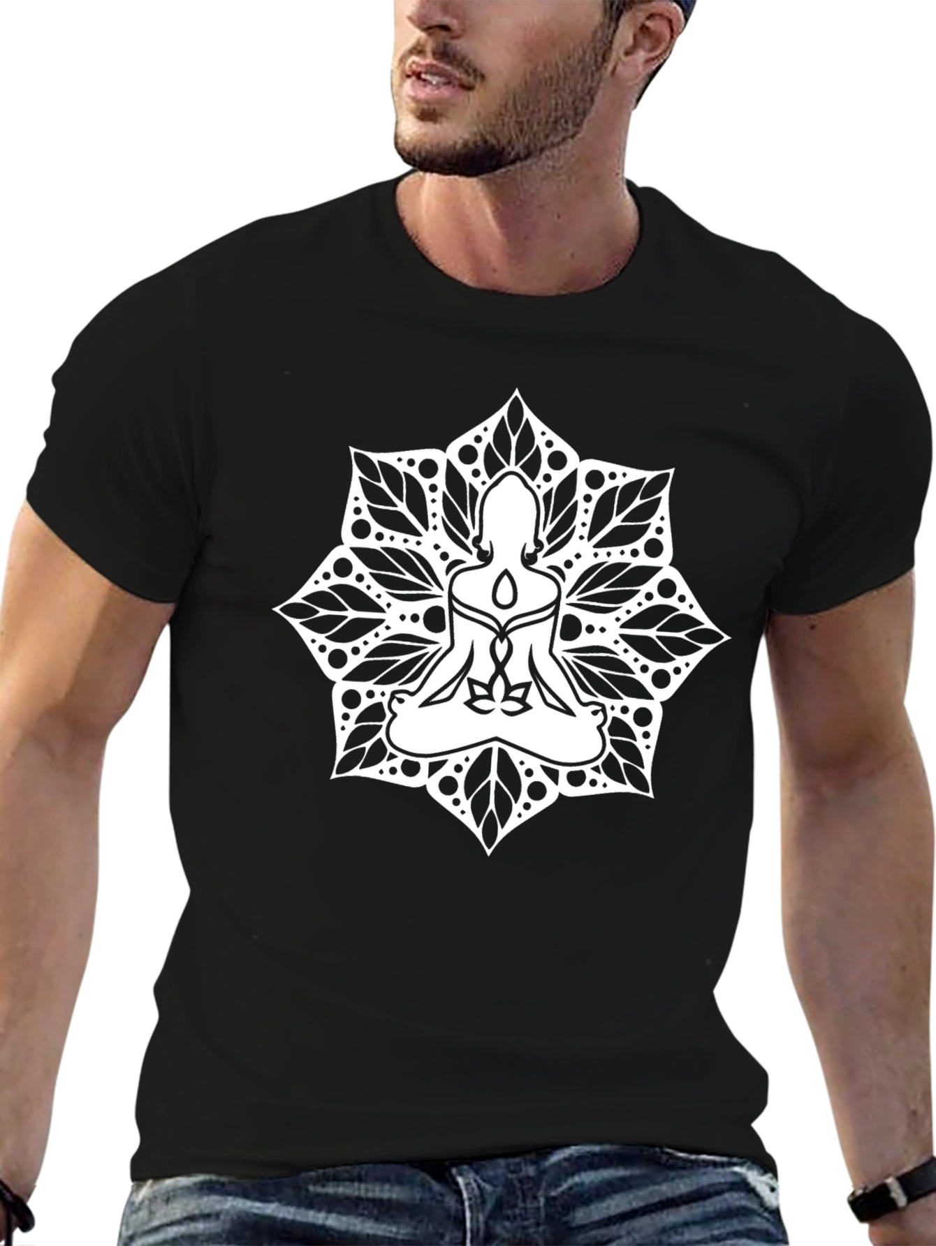 Mandala Meditation T-Shirt - Black Yoga Tee