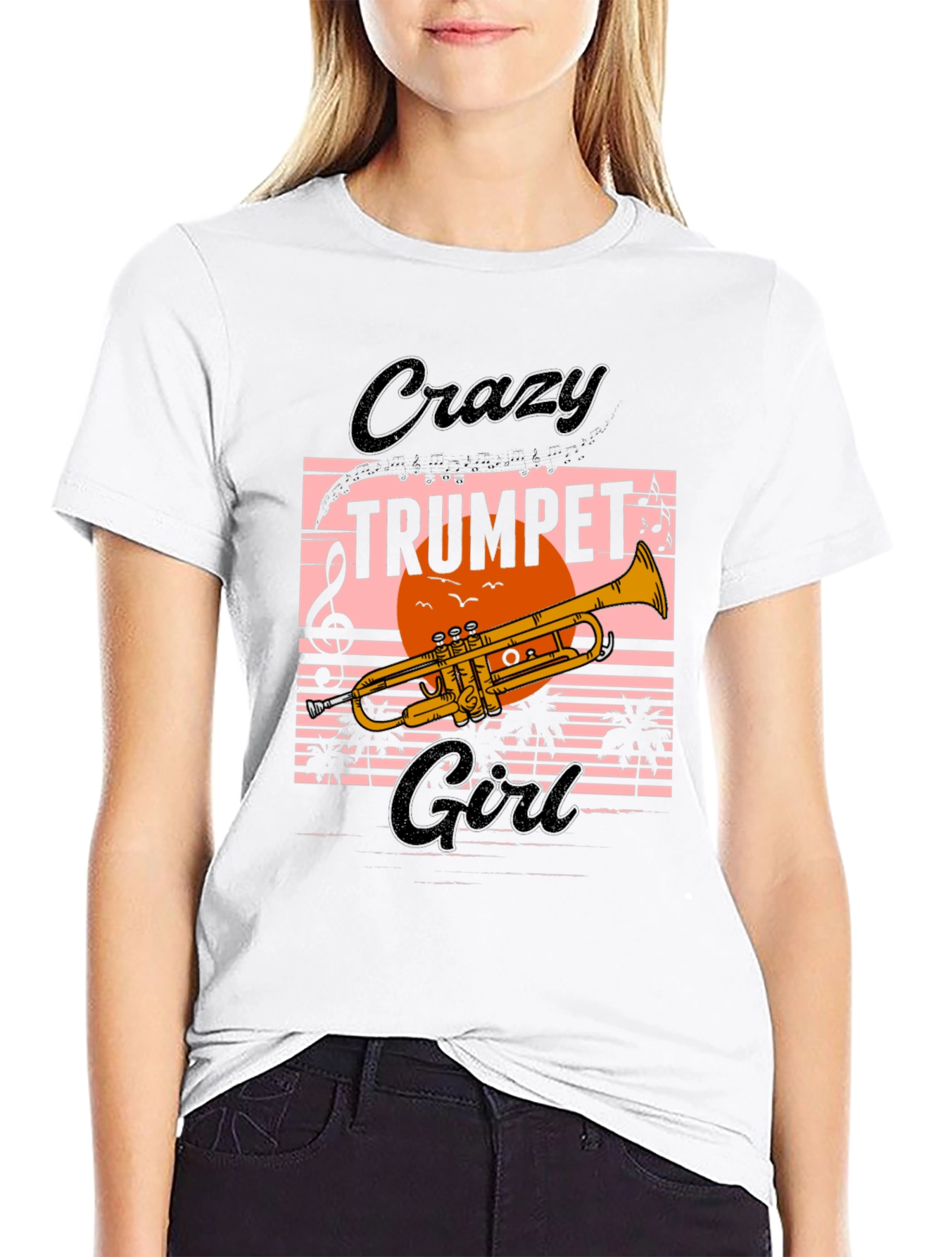 Crazy Trumpet Girl Graphic Tee