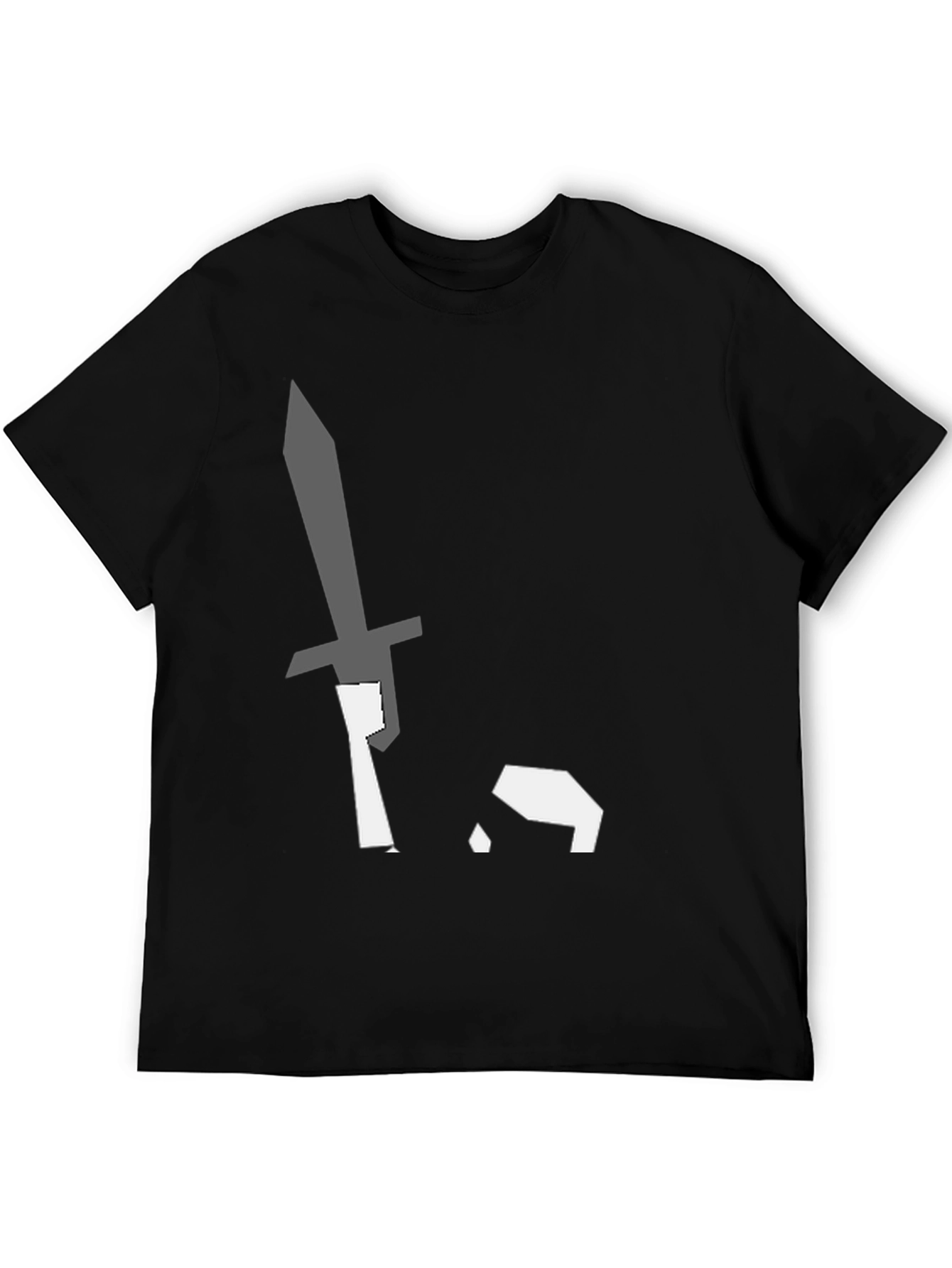 Black T-Shirt with Sword Pixel Art Graphic