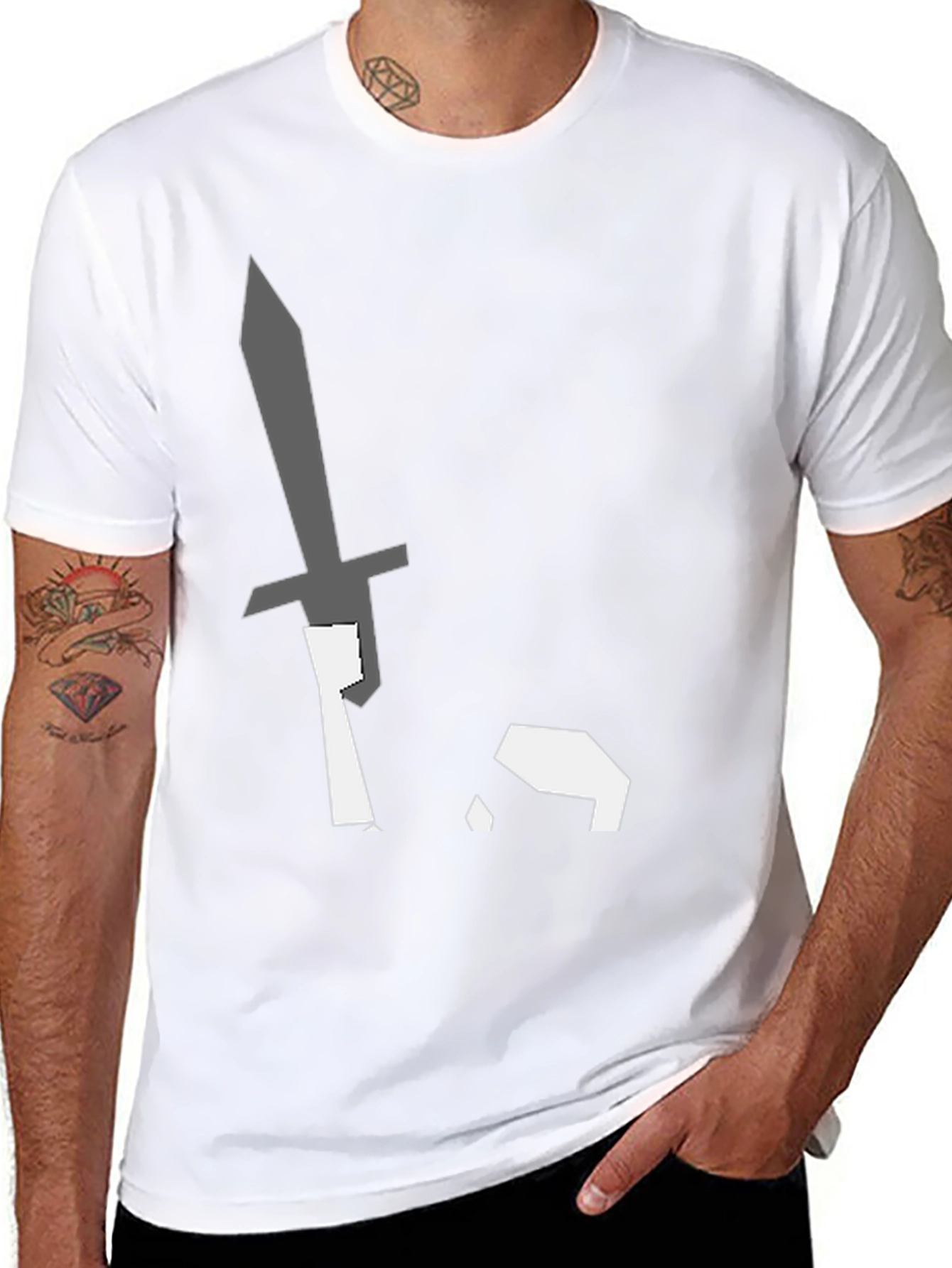 Black T-Shirt with Sword Pixel Art Graphic