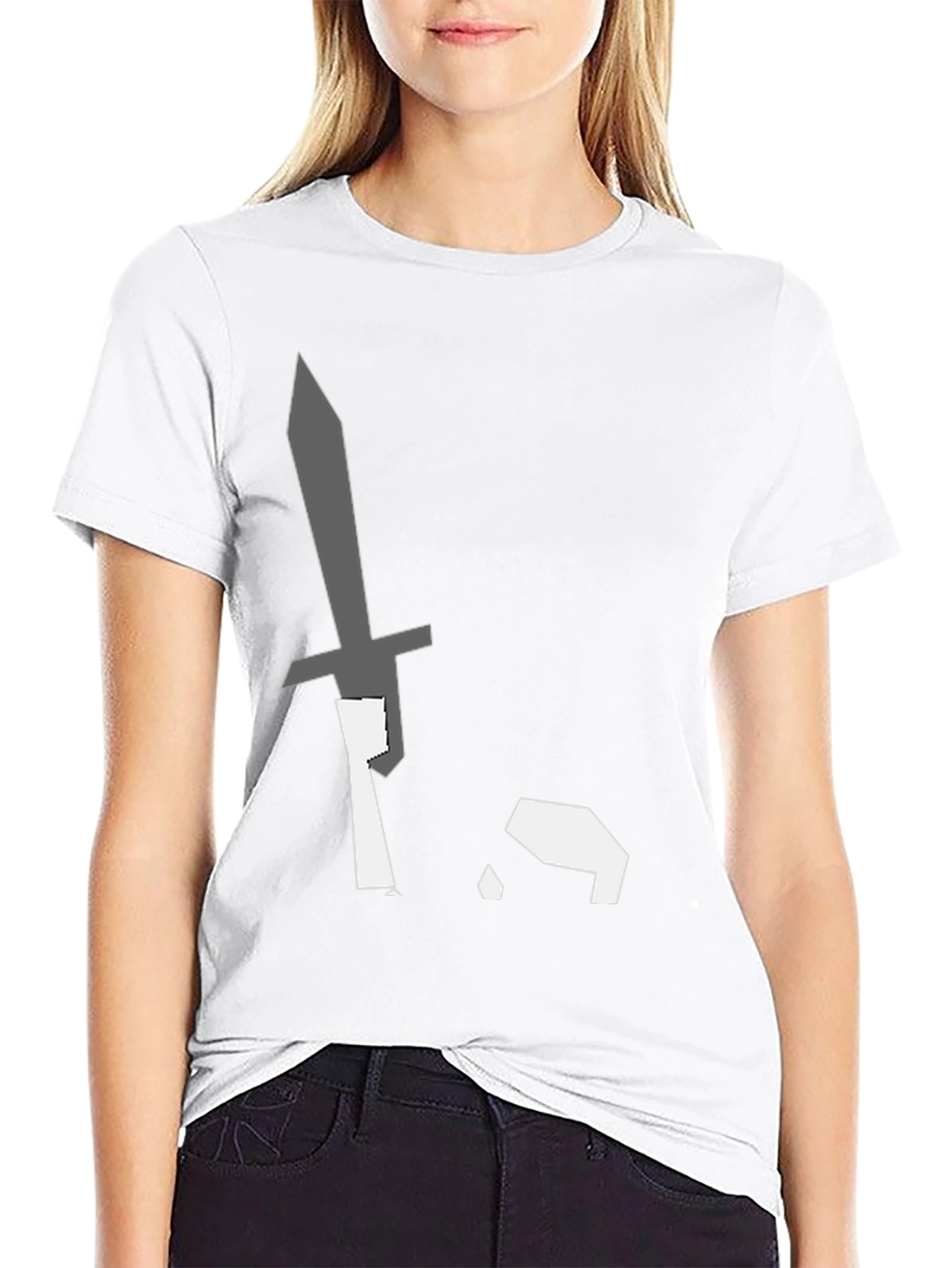 Black T-Shirt with Sword Pixel Art Graphic