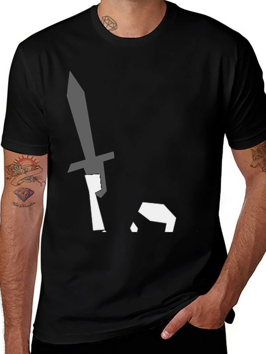 Black T-Shirt with Sword Pixel Art Graphic