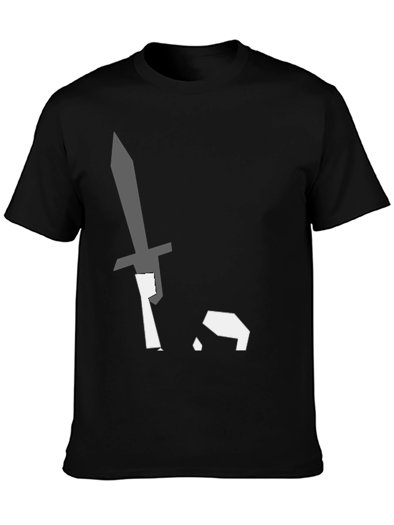 Black T-Shirt with Sword Pixel Art Graphic
