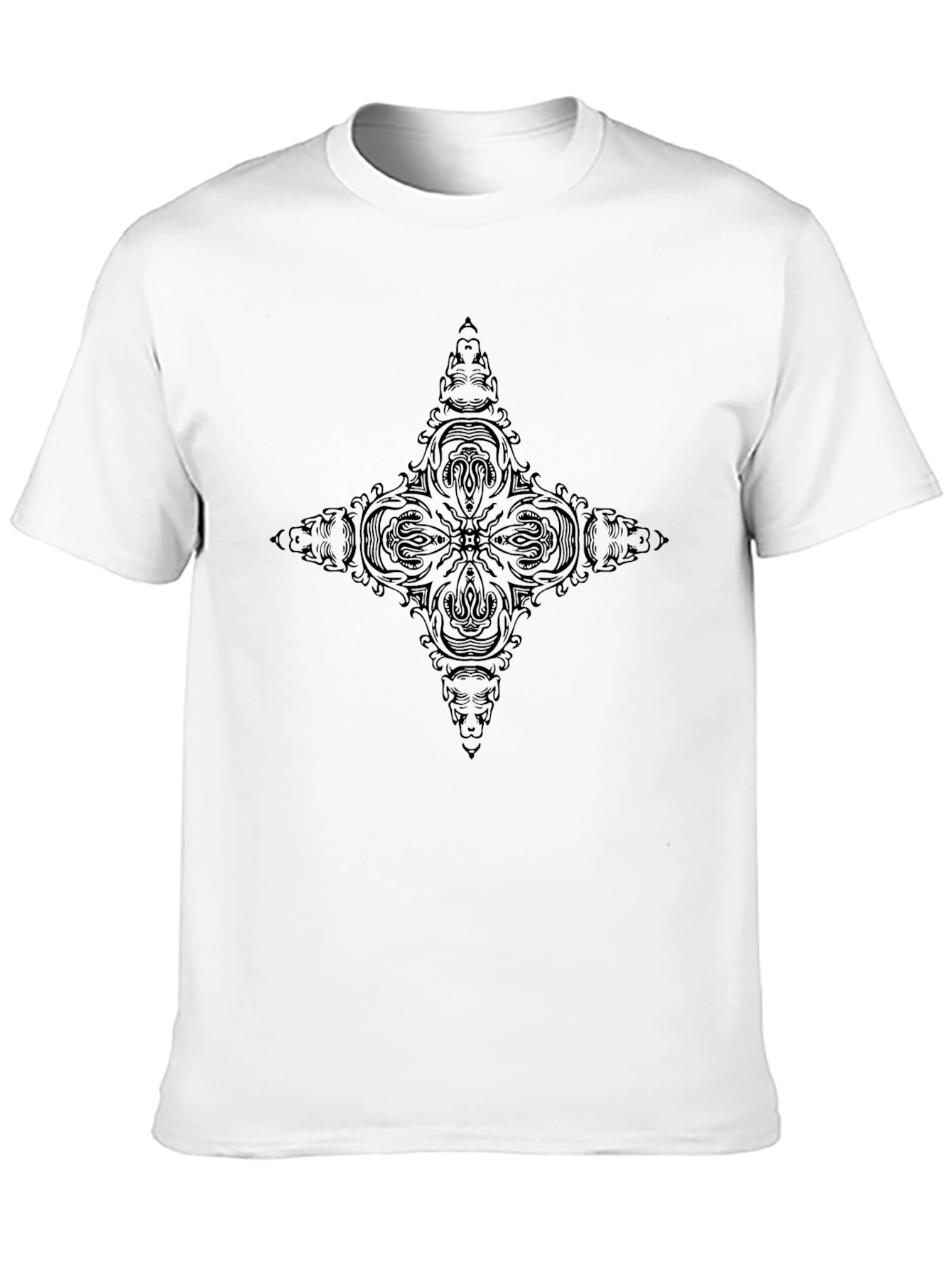 Mens Black Tee with Intricate Graphic Design
