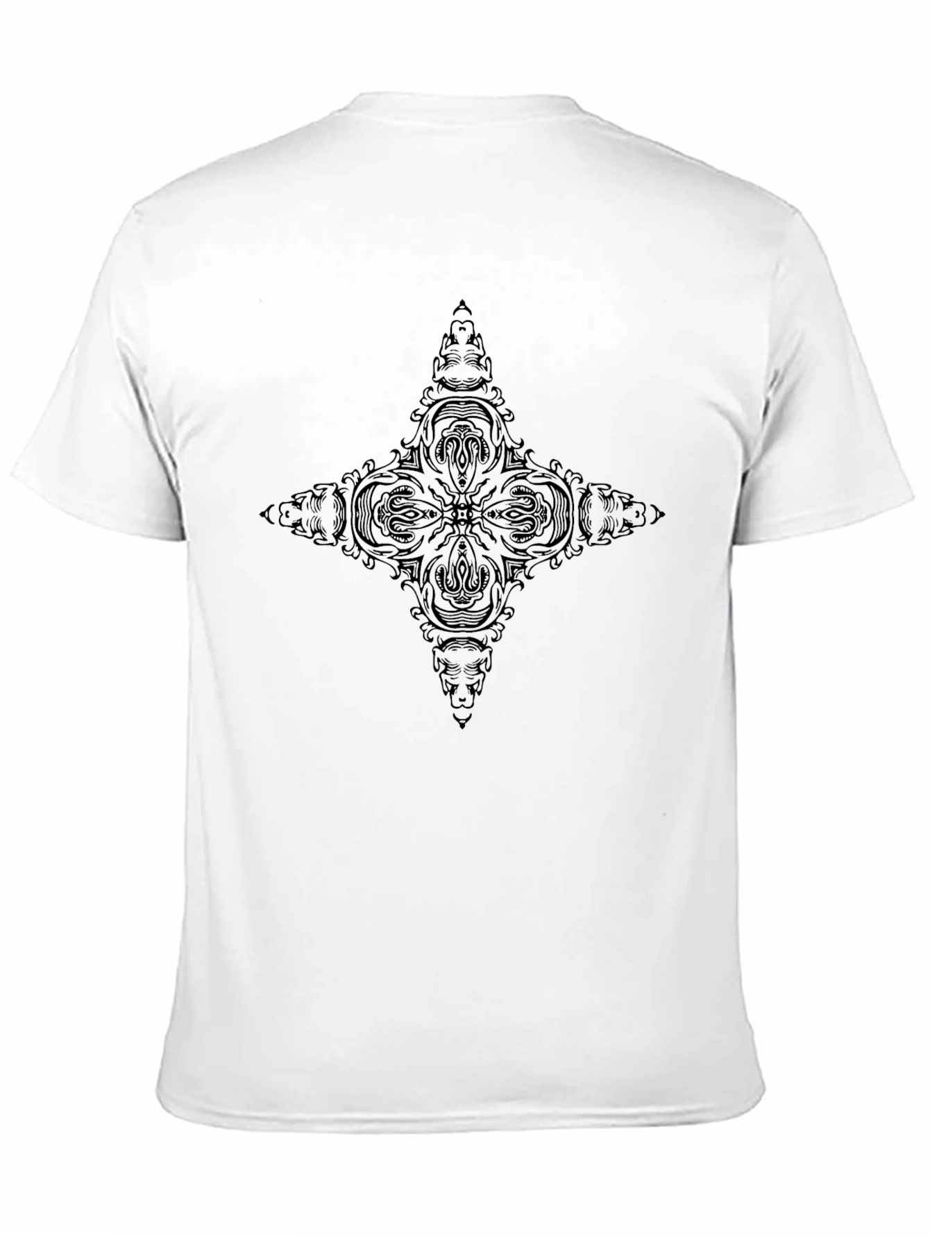 Mens Black Tee with Intricate Graphic Design