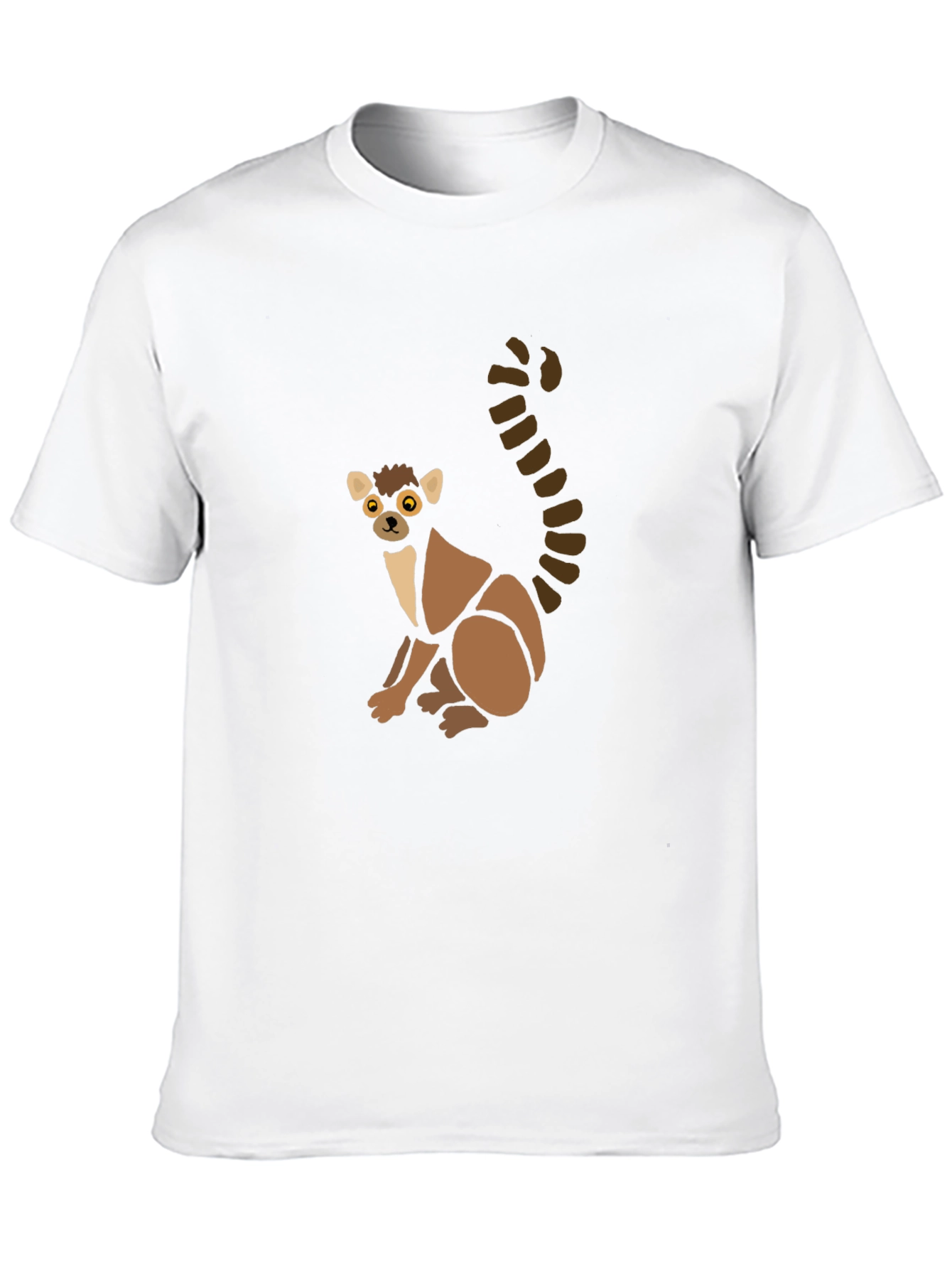 Cute Lemur Graphic Tee - Black Cotton T-Shirt