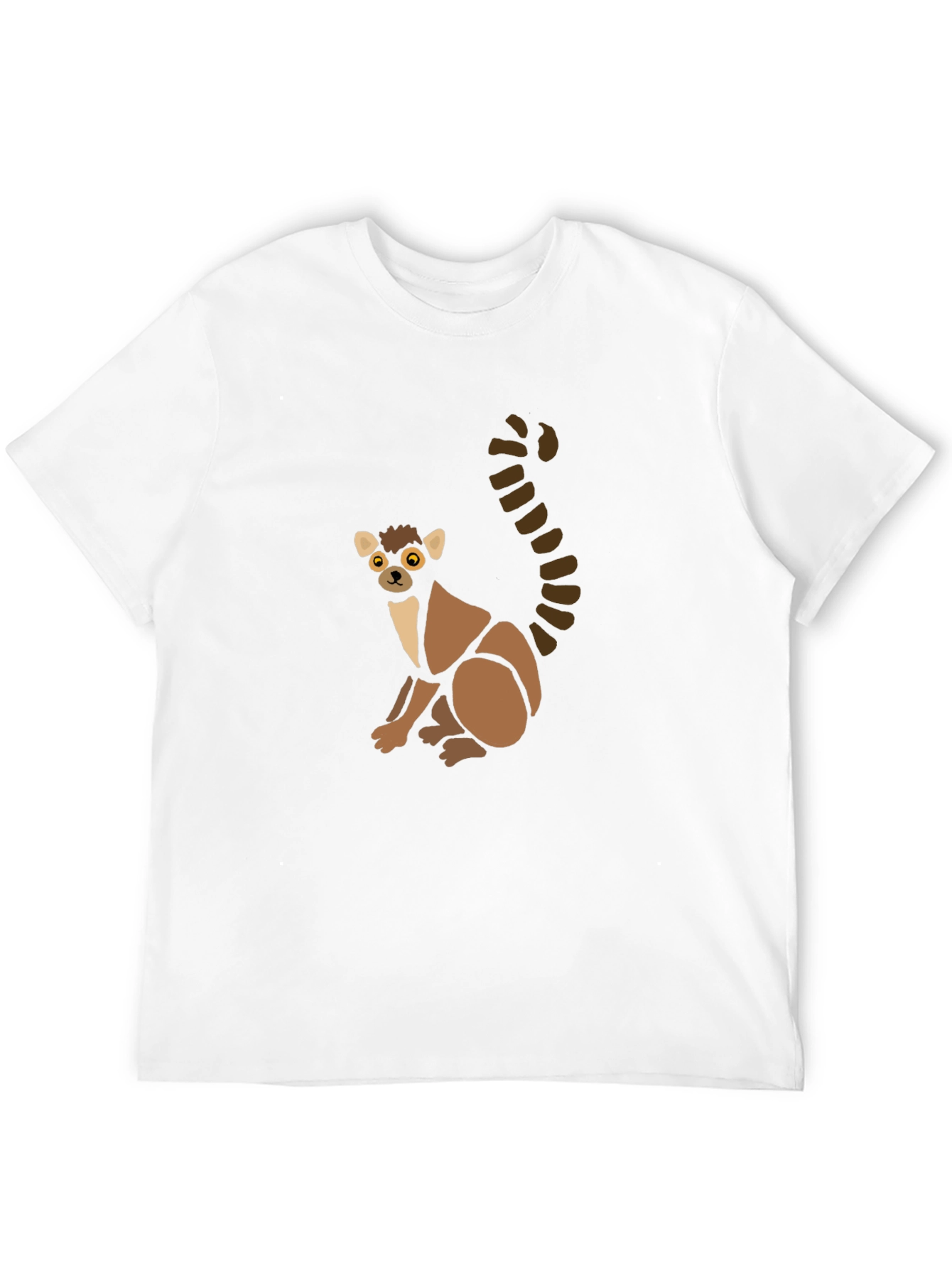 Cute Lemur Graphic Tee - Black Cotton T-Shirt