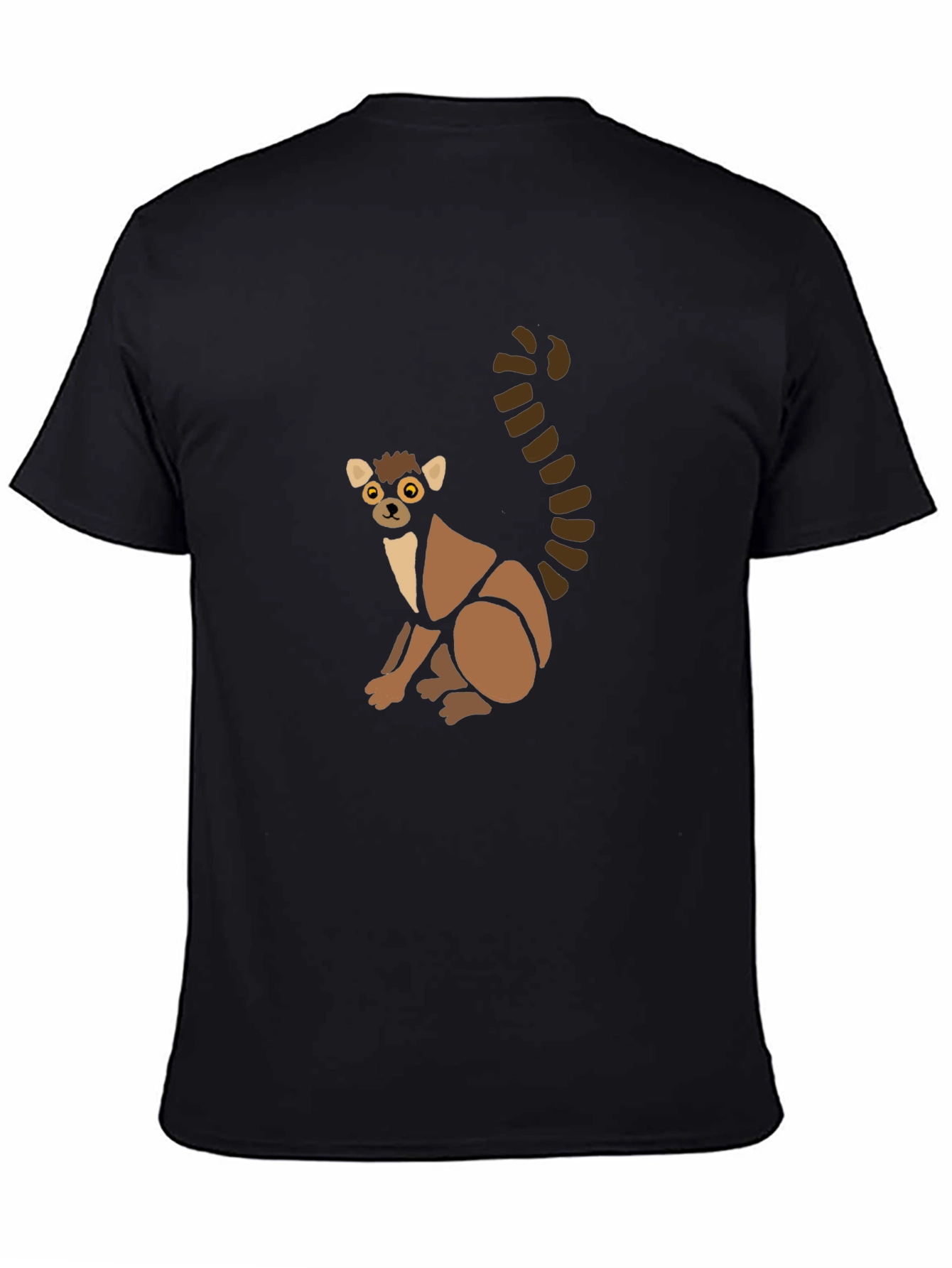Cute Lemur Graphic Tee - Black Cotton T-Shirt