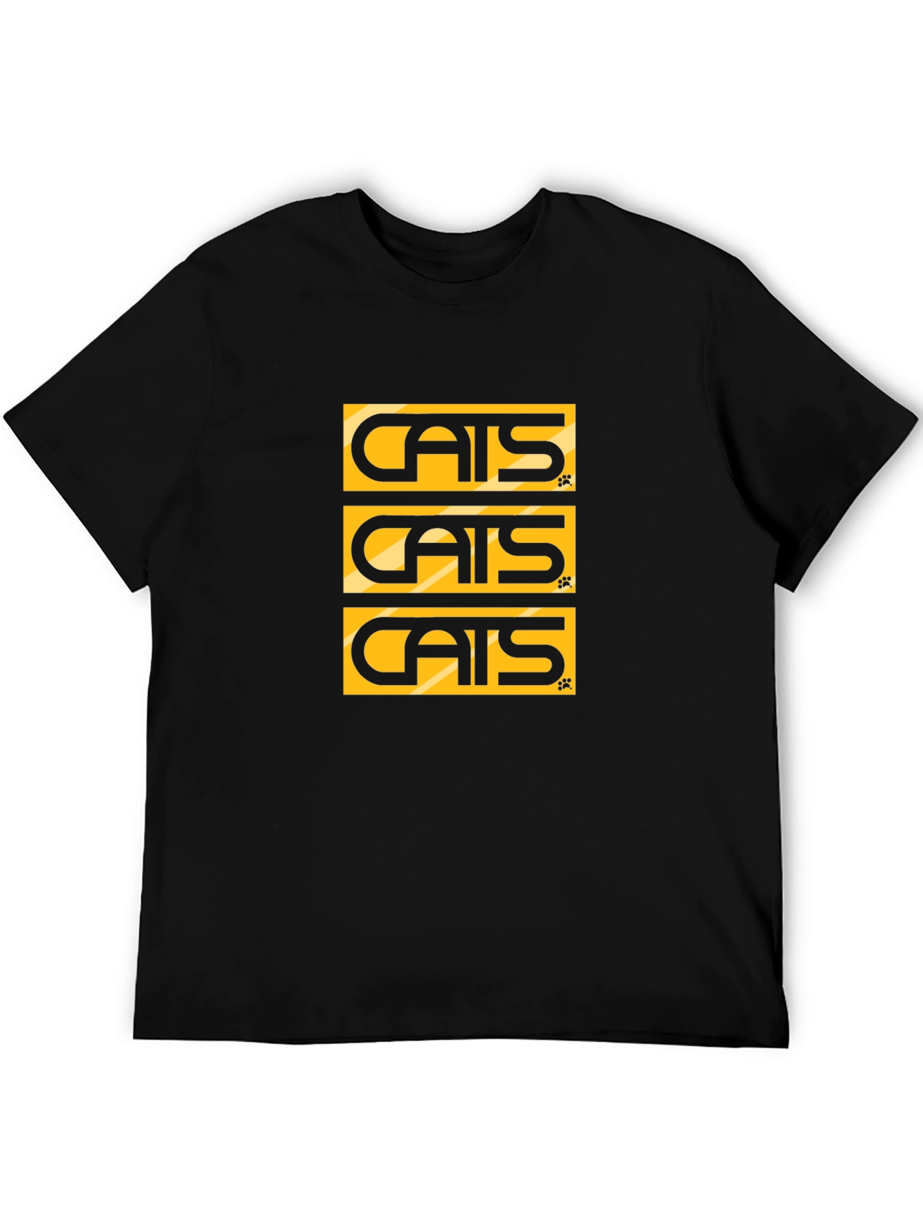 Cats Graphic Tee - Black Cotton Blend T-Shirt