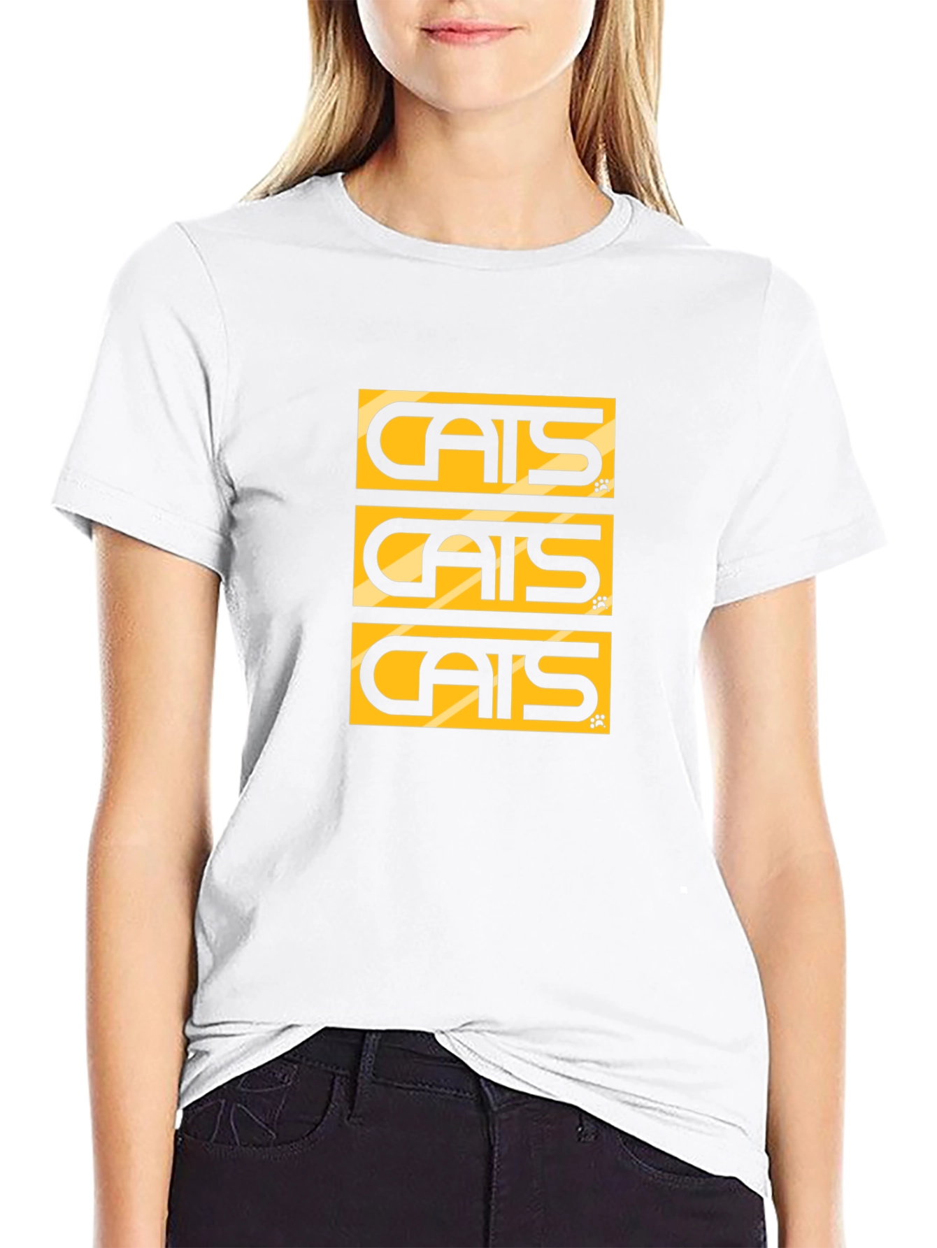 Cats Graphic Tee - Black Cotton Blend T-Shirt
