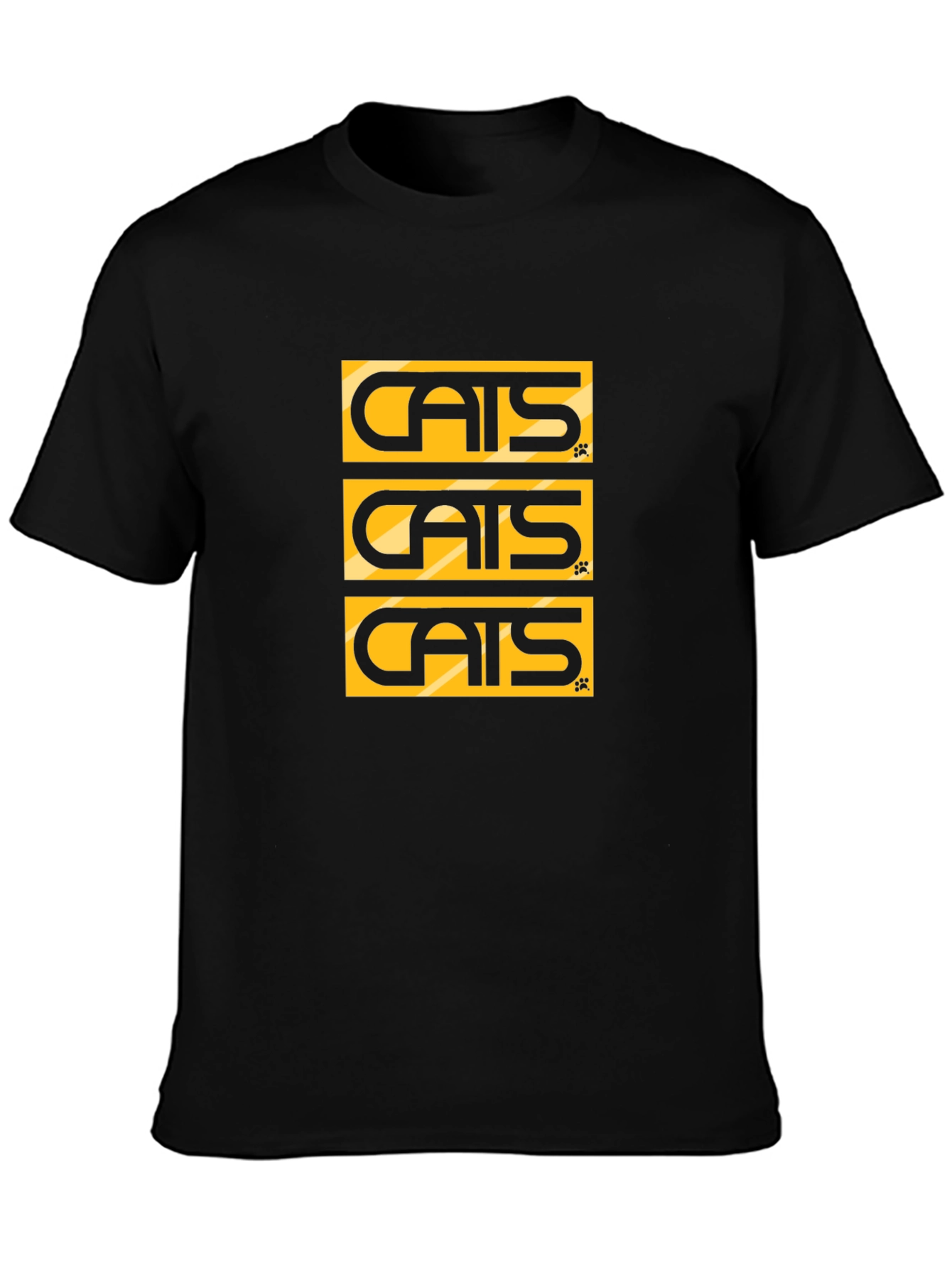 Cats Graphic Tee - Black Cotton Blend T-Shirt