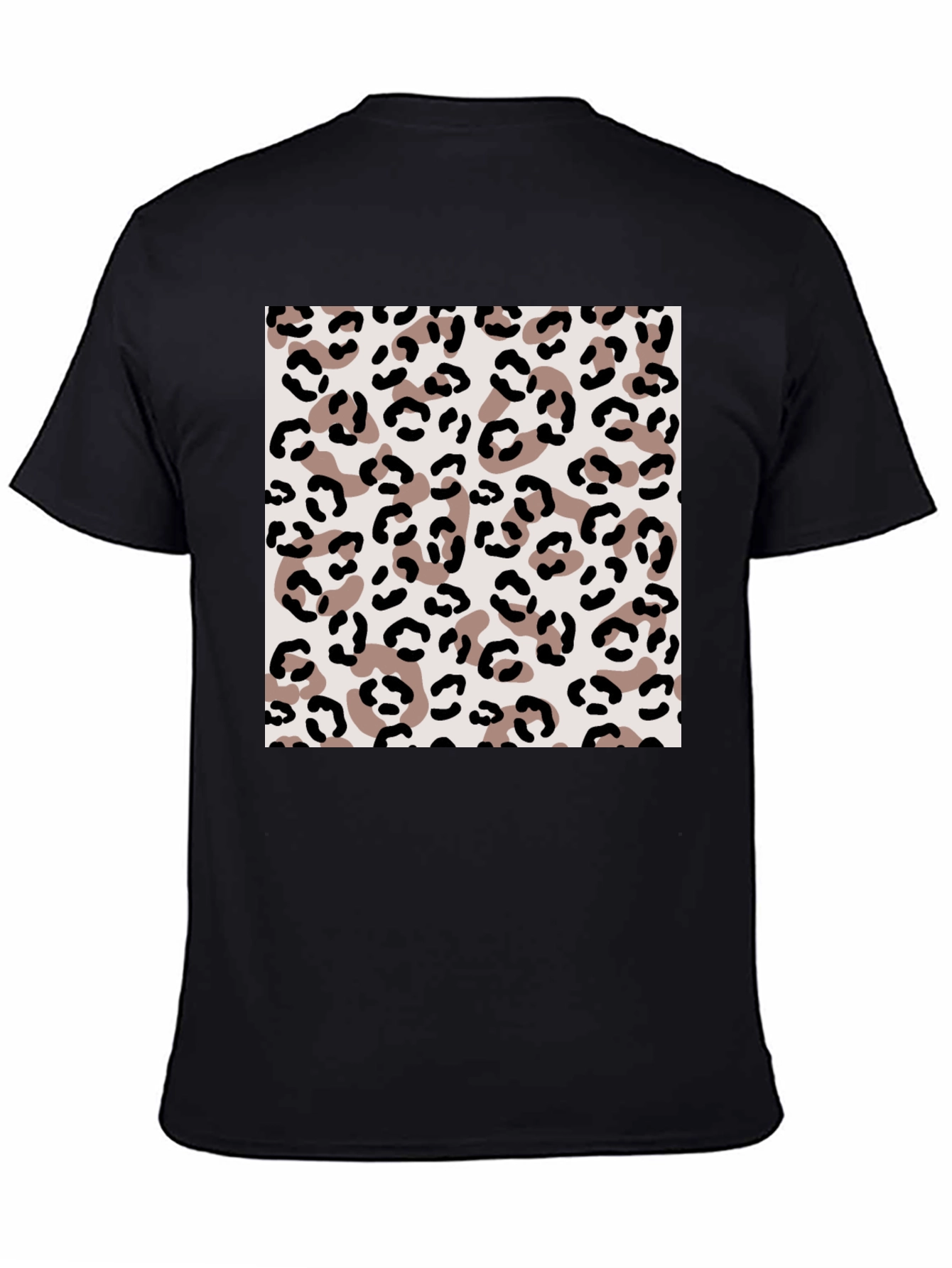 Leopard Print Mens Black T-Shirt