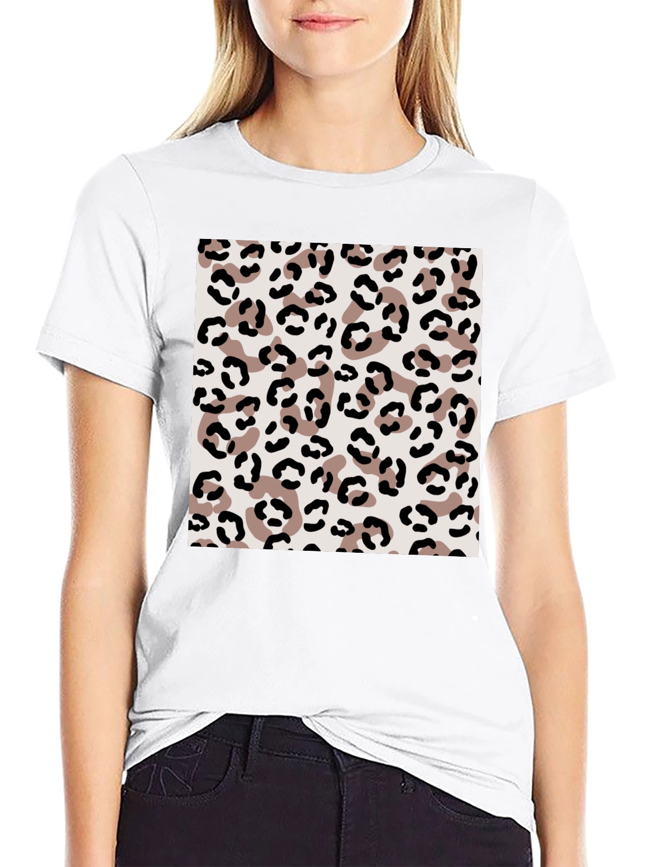 Leopard Print Mens Black T-Shirt