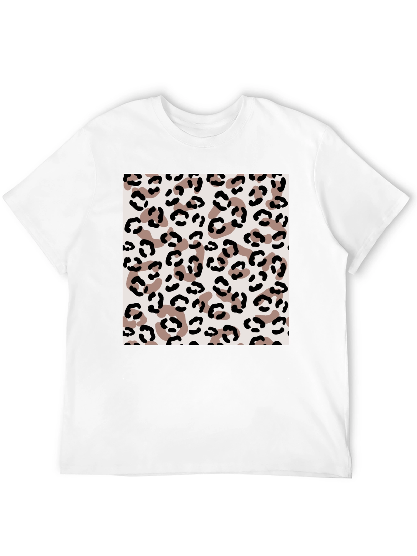 Leopard Print Mens Black T-Shirt