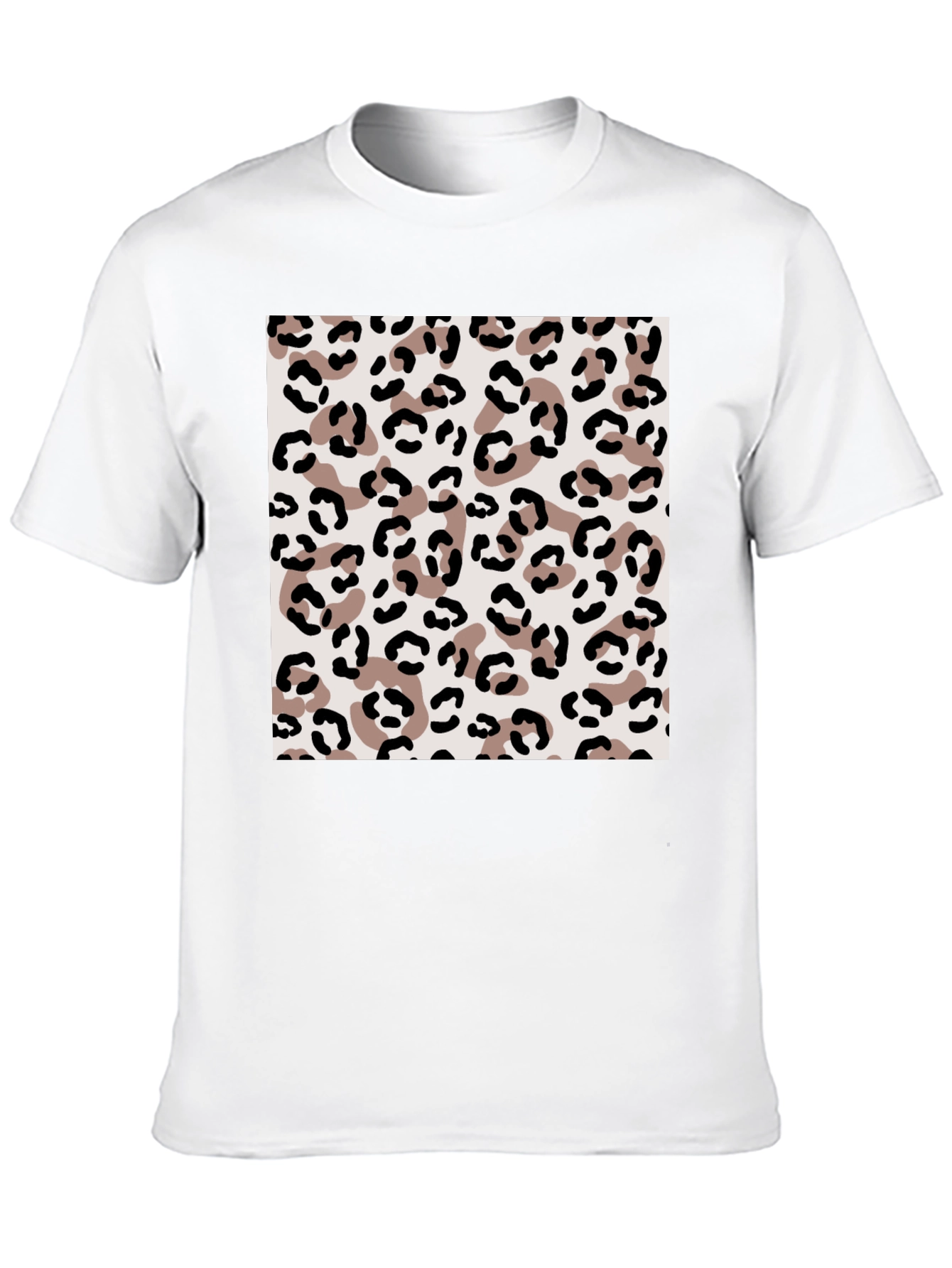 Leopard Print Mens Black T-Shirt